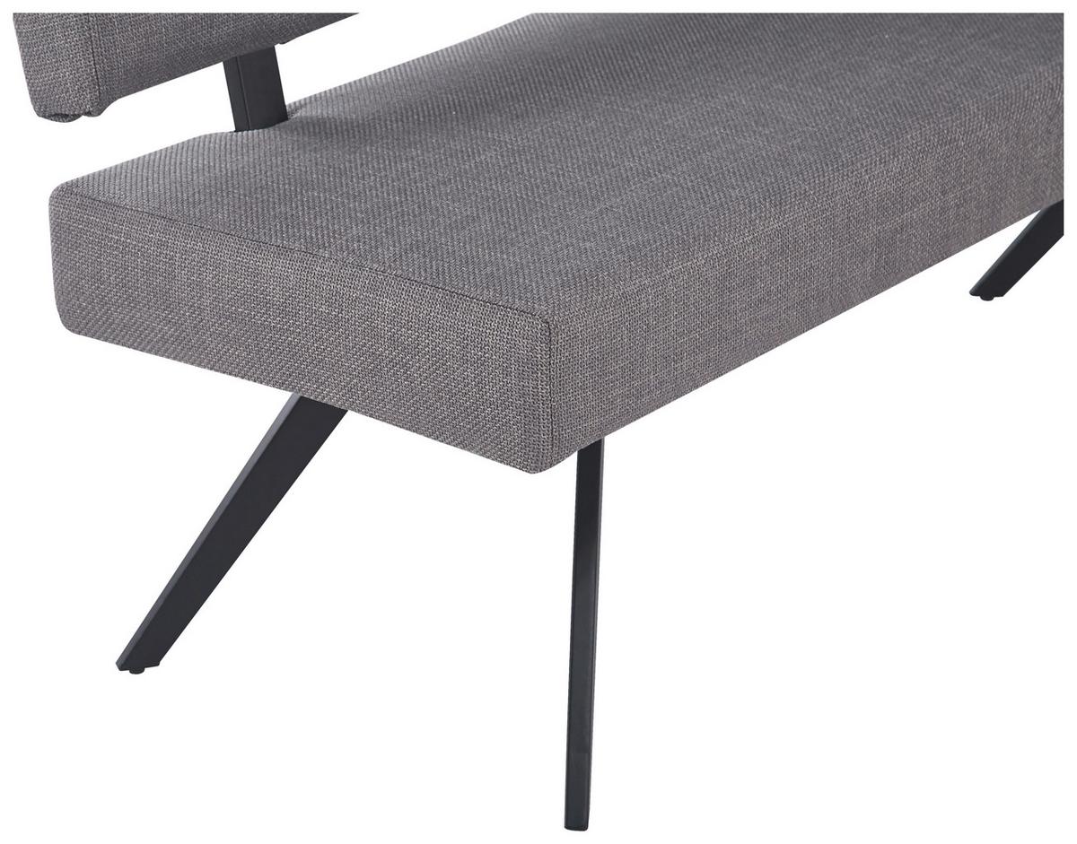 Eckbank Andros Hellgrau, S: 190x150 cm - Hellgrau/Schwarz, KONVENTIONELL, Textil/Metall (190/150cm) - MID.YOU