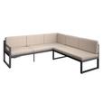 Loungegarnitur 5-Tlg Genf Metall/Textil/Glas mit Kissen - Hellgrau/Grau, MODERN, Glas/Textil (213/136cm) - Beldano