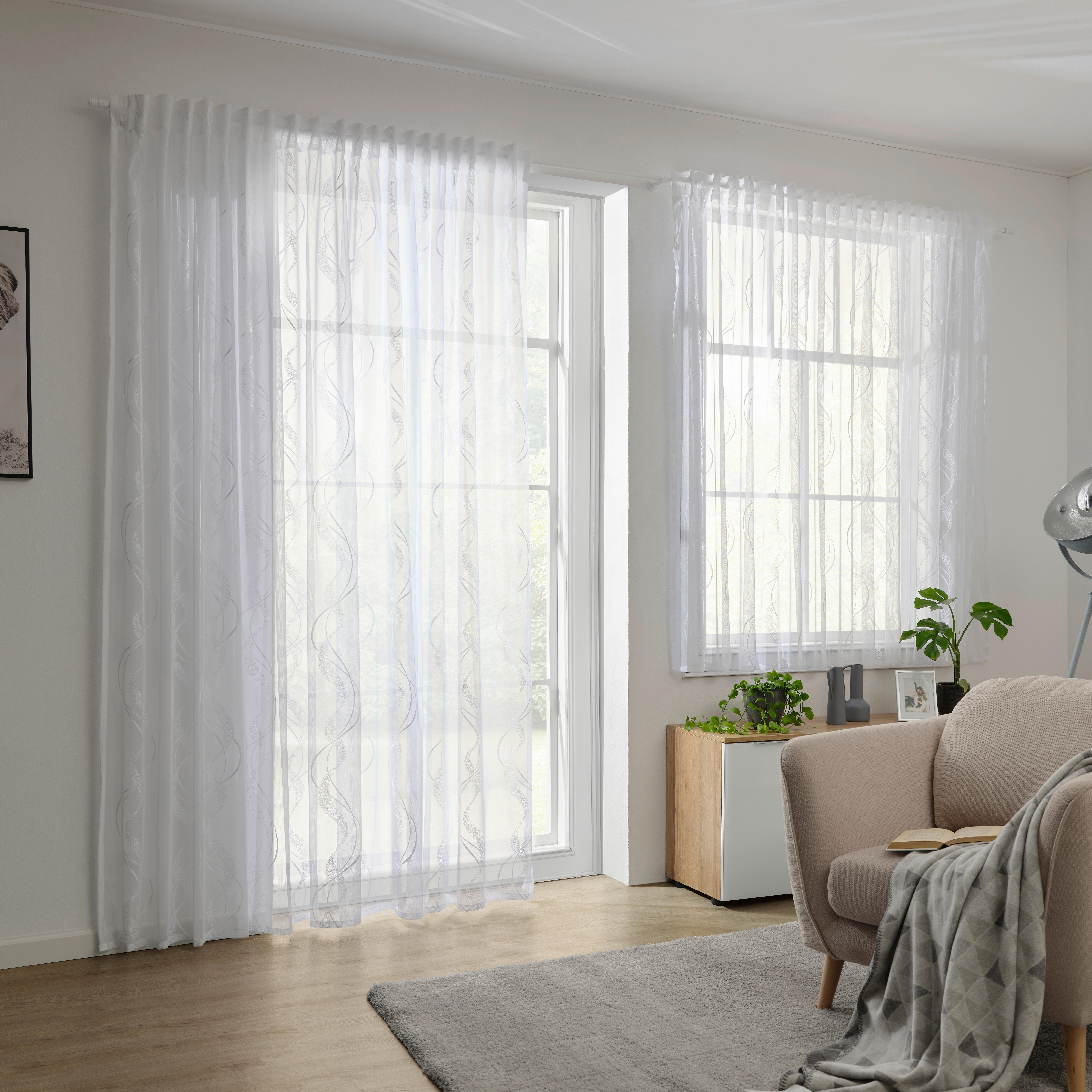 KUSOVÁ ZÁCLONA WAVE STORE 2 - biela, textil (300/175cm) - Modern Living