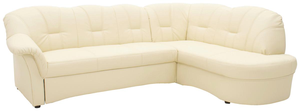 Ecksofa Papenburg Beige Lederlook - Beige/Schwarz, KONVENTIONELL, Textil (243/180cm) - MID.YOU