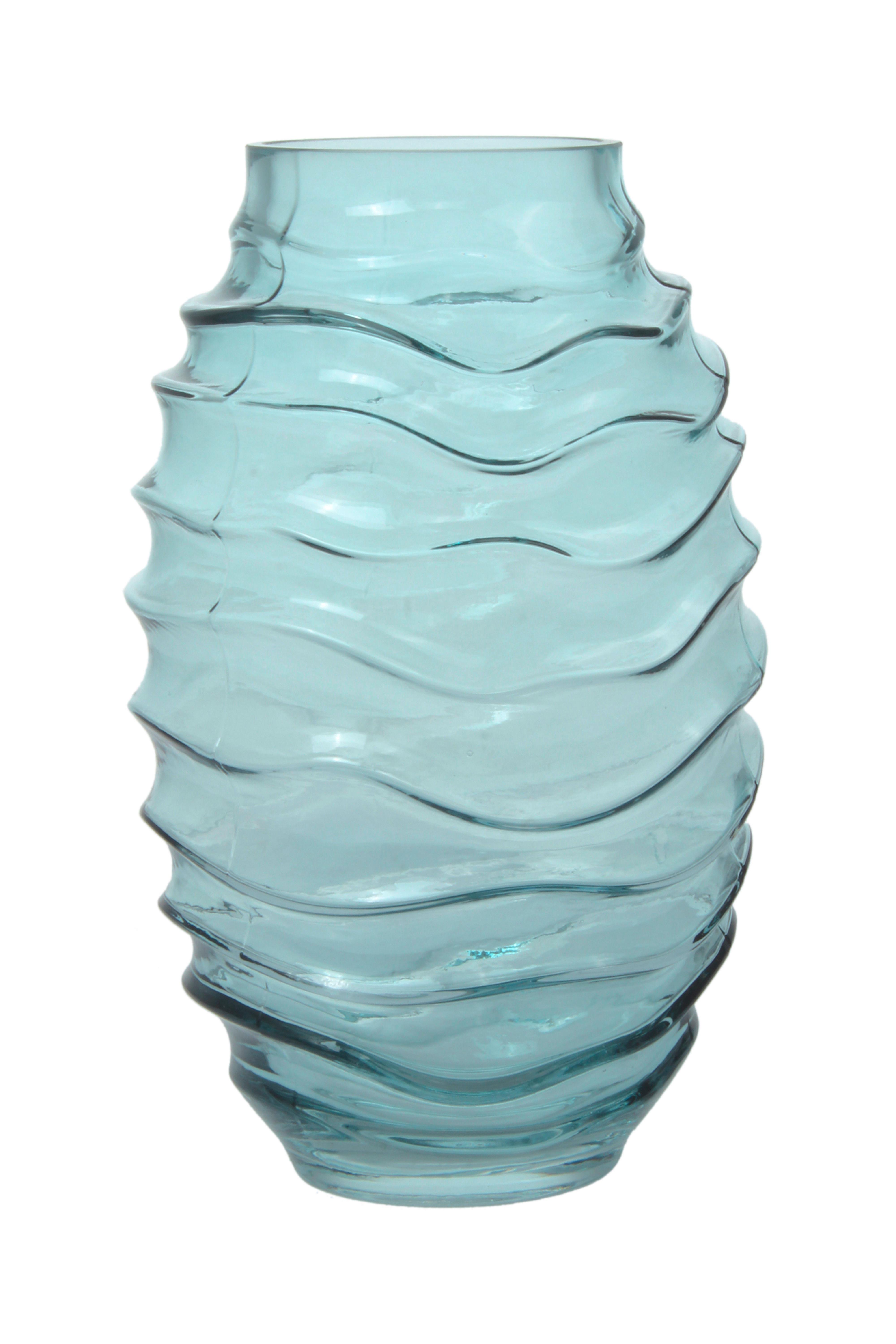 Vase Sidney Bauchig Glas Blau H: 25,5 cm - Blau, Design, Glas (16/25,5/16cm)
