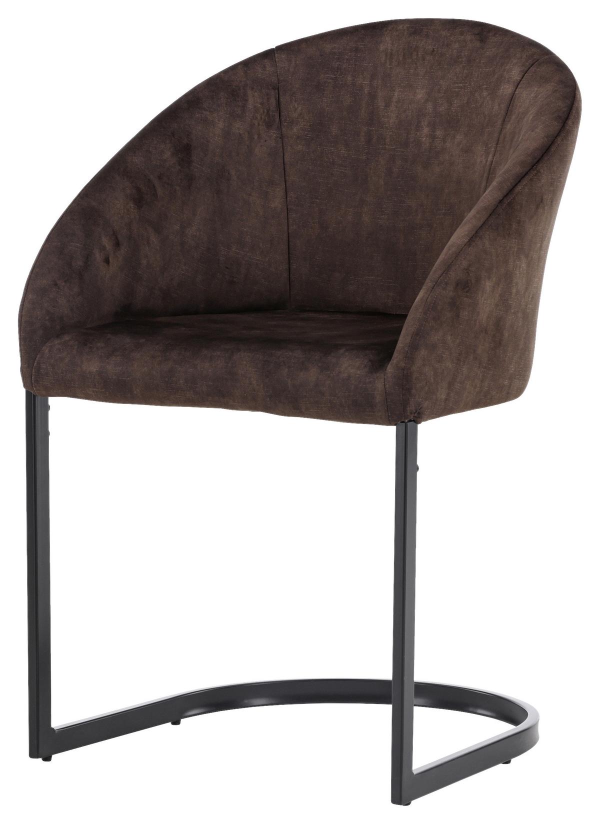Stuhl-Set Evening - Dunkelbraun/Schwarz, Design, Textil/Metall (56/82/65cm) - Livetastic