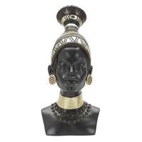 Skulptur Massai Woman Tribe Schwarz, Goldfarben, B: 23 cm - Goldfarben/Schwarz, Basics, Kunststoff (23/38.5/19cm)