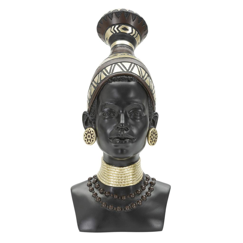 Skulptur Massai Woman Tribe schwarz, goldfarben, B: 23 cm