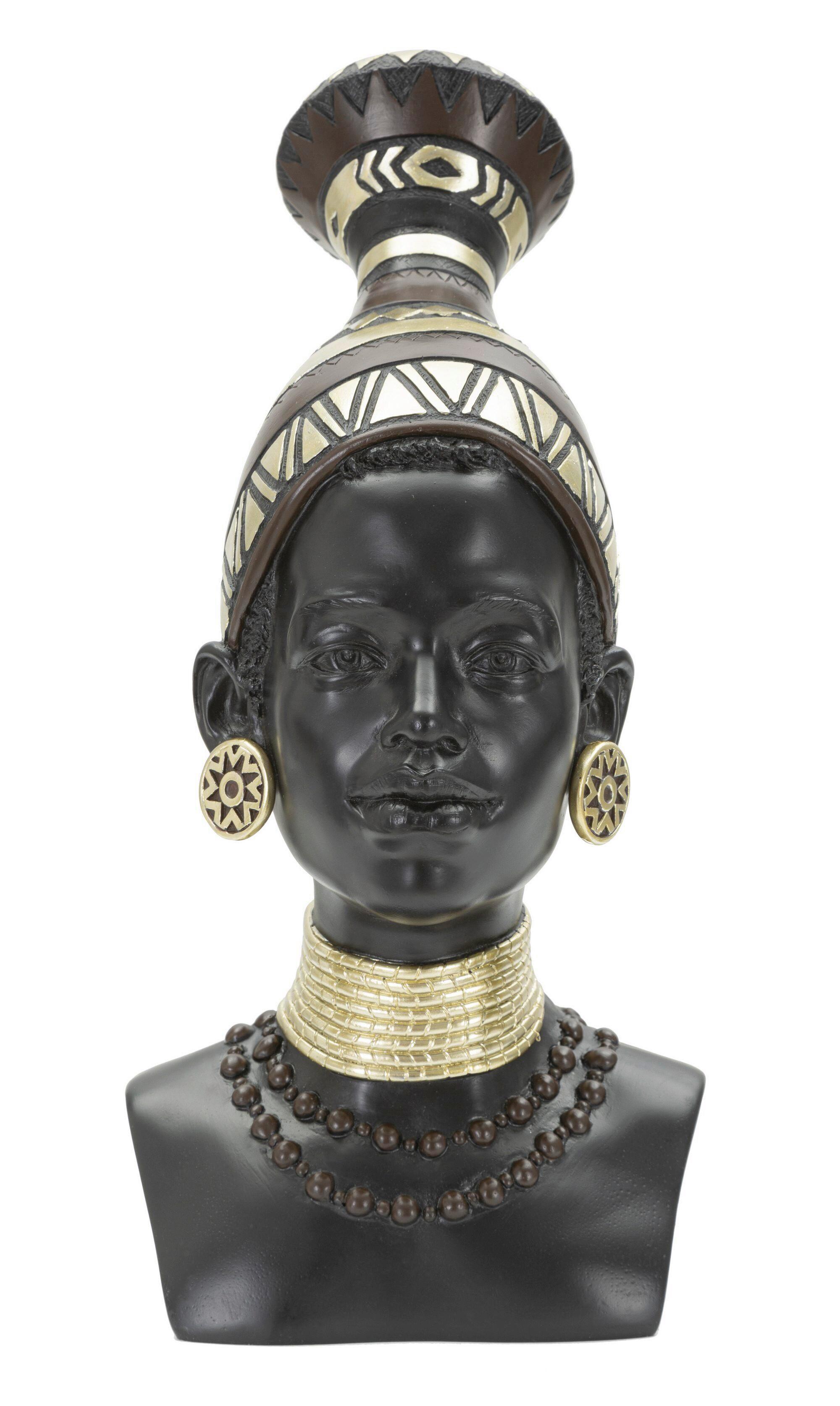 Skulptur Massai Woman Tribe Schwarz, Goldfarben, B: 23 cm
