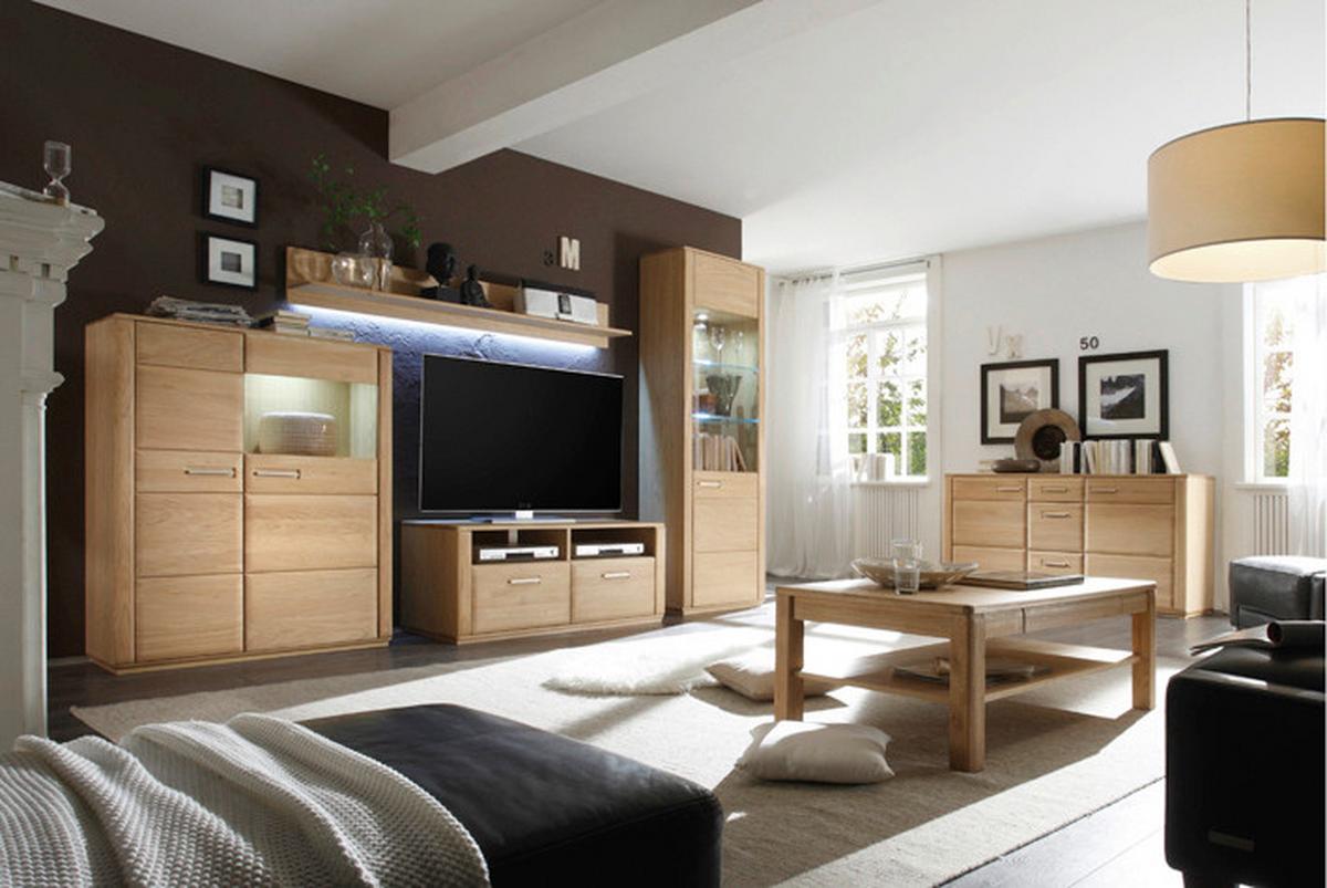 Wohnkombination 4-Tlg. Sena Eichefarben - Eichefarben, Design, Glas/Holz (319/209/51cm) - Livetastic