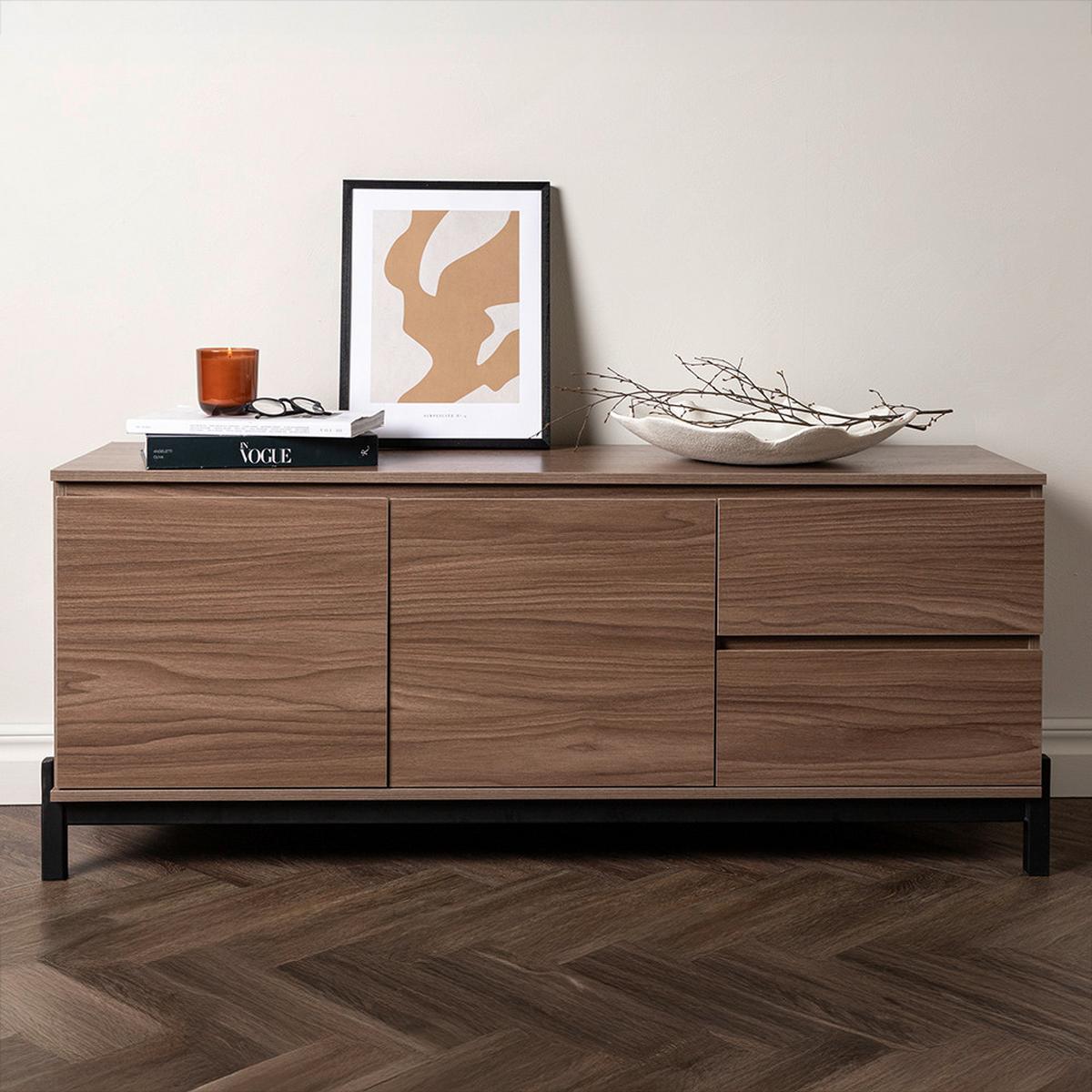 Sideboard Corpus - Nussbaumfarben/Schwarz, Design, Holz/Holzwerkstoff (135/56/40cm) - Livetastic