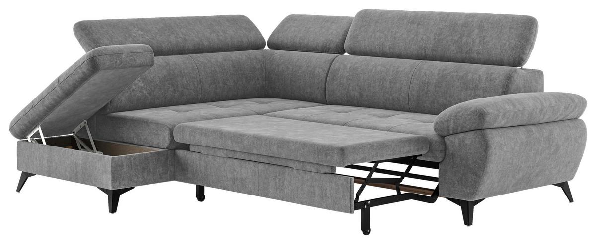 Ecksofa mit Bettkasten Hudson Grau 207x265cm - Dunkelgrau/Schwarz, Textil (207/265cm) - MID.YOU
