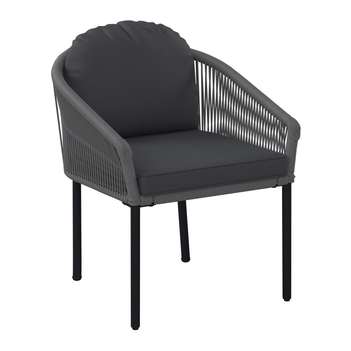 Balkonmöbel Set Capri Metall mit Kissen - Dunkelgrau/Hellgrau, MODERN, Textil/Metall - Beldano