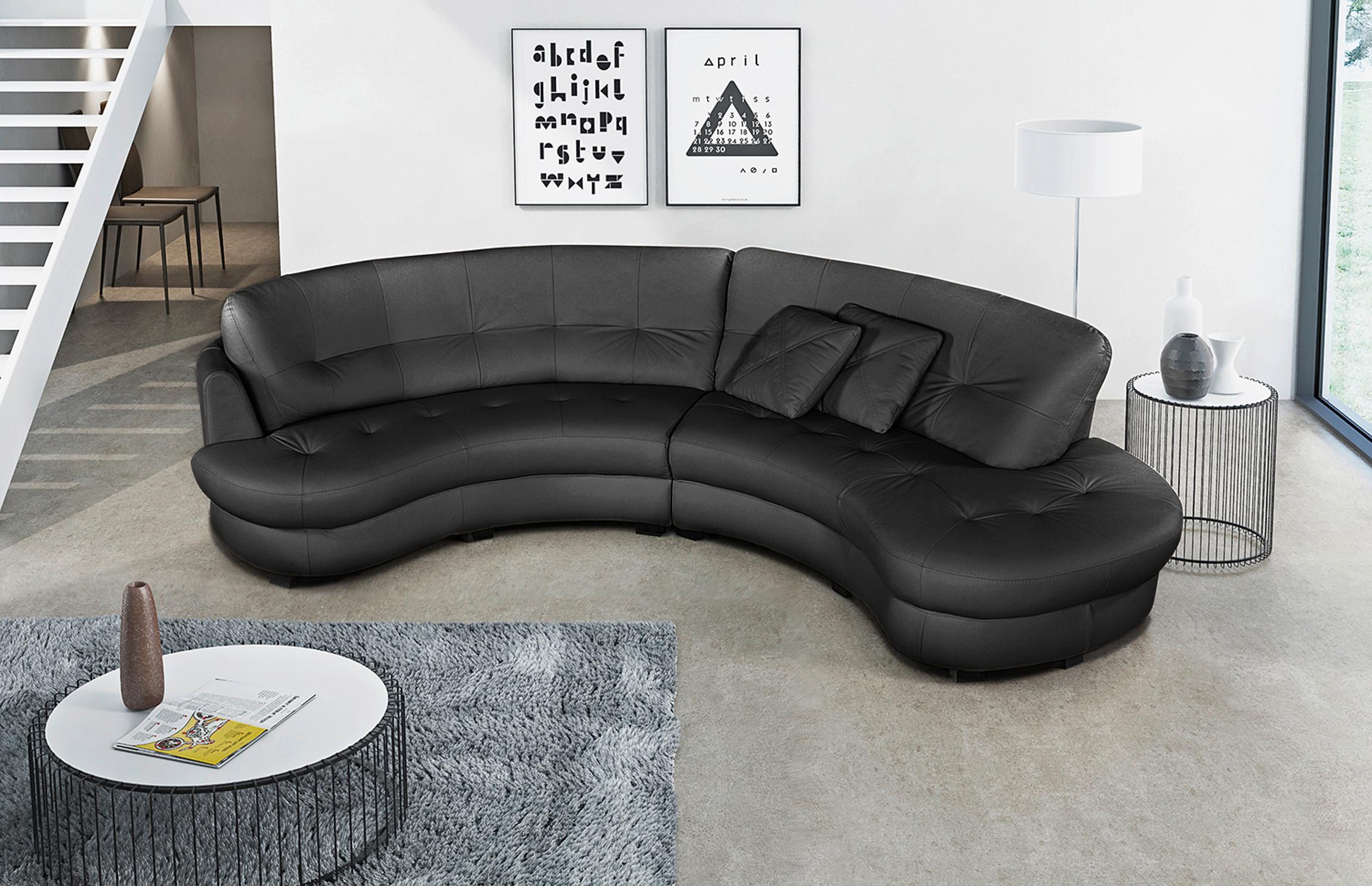 Ecksofa Bretania Schwarz S: 300x113 Cm - Schwarz, Design, Leder/Textil (300/113cm) - Livetastic
