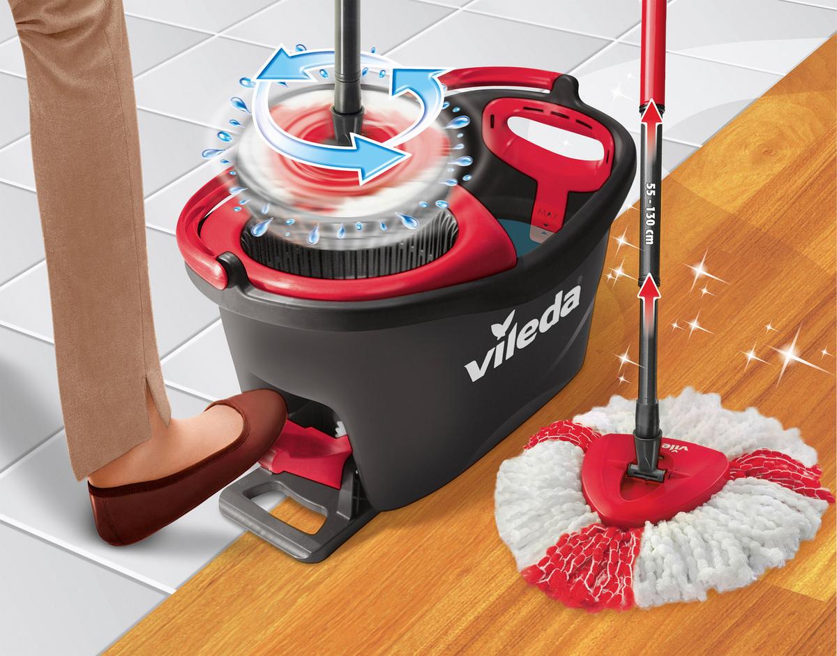 Bodenreinigungsset Easy Wring Supermocio Turbo - Schwarz/Weiß, Basics, Textil (49/29,6/29,3cm) - Vileda