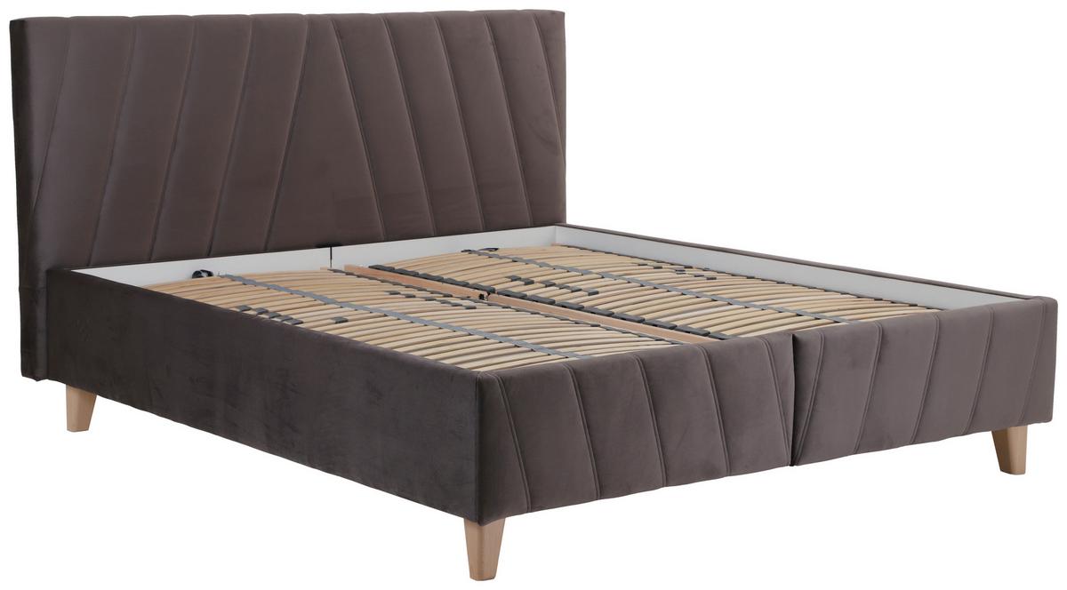 Čalúnená posteľ NORA,160x200cm,hnedá - hnedá/prírodná farba, Modern, drevo/textil (160/200cm)