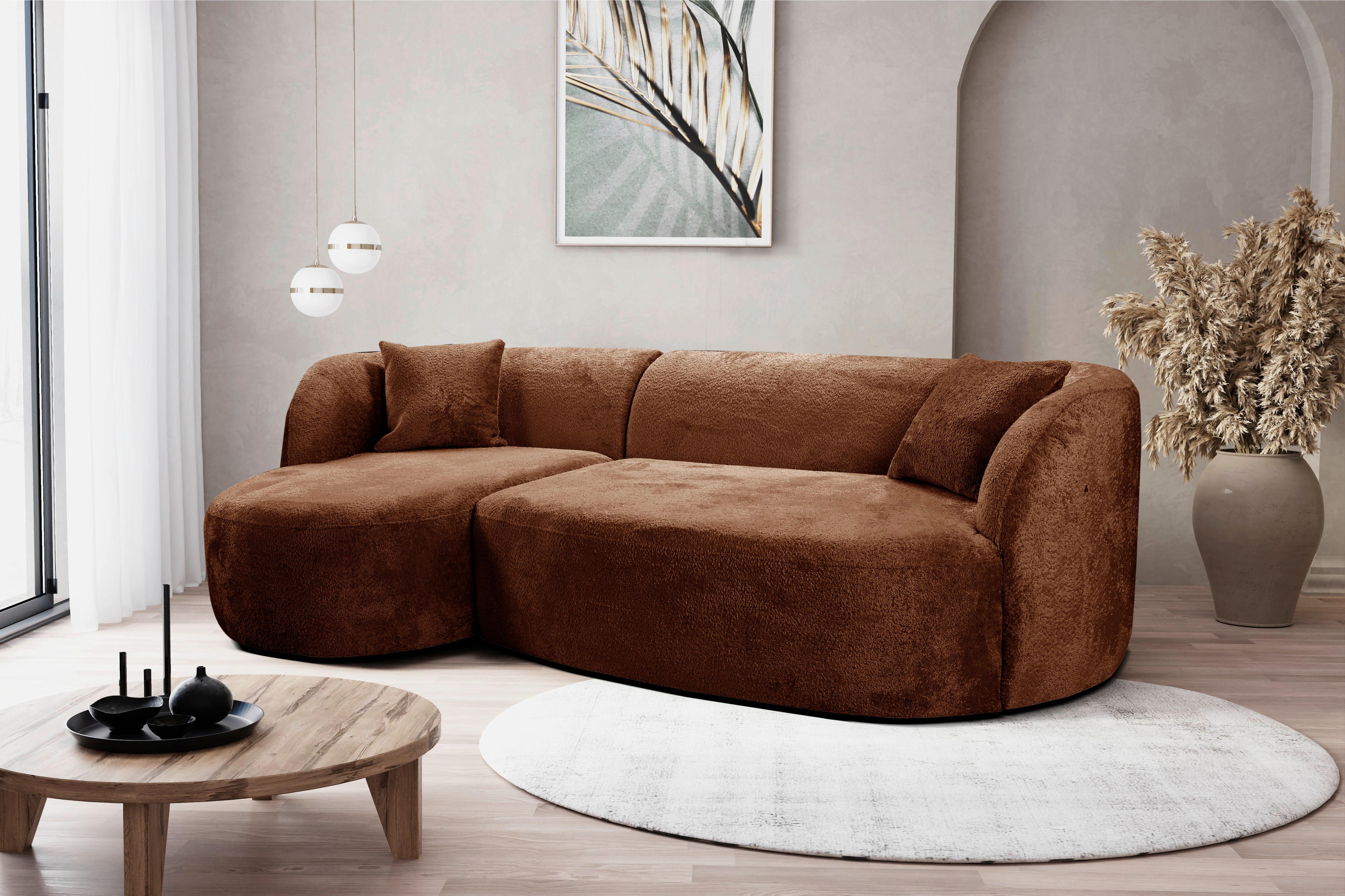 Ecksofa Flick Rostfarben/Schwarz, 143 cm - Rostfarben/Schwarz, Design, Textil (143/264cm) - MID.YOU