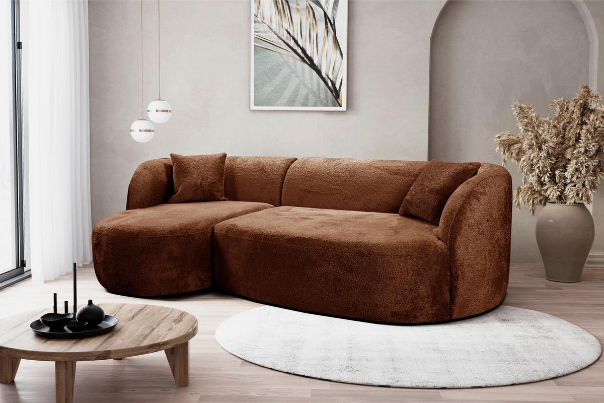 Ecksofa Flick Rostfarben/Schwarz, 143 cm - Rostfarben/Schwarz, Design, Textil (143/264cm) - MID.YOU