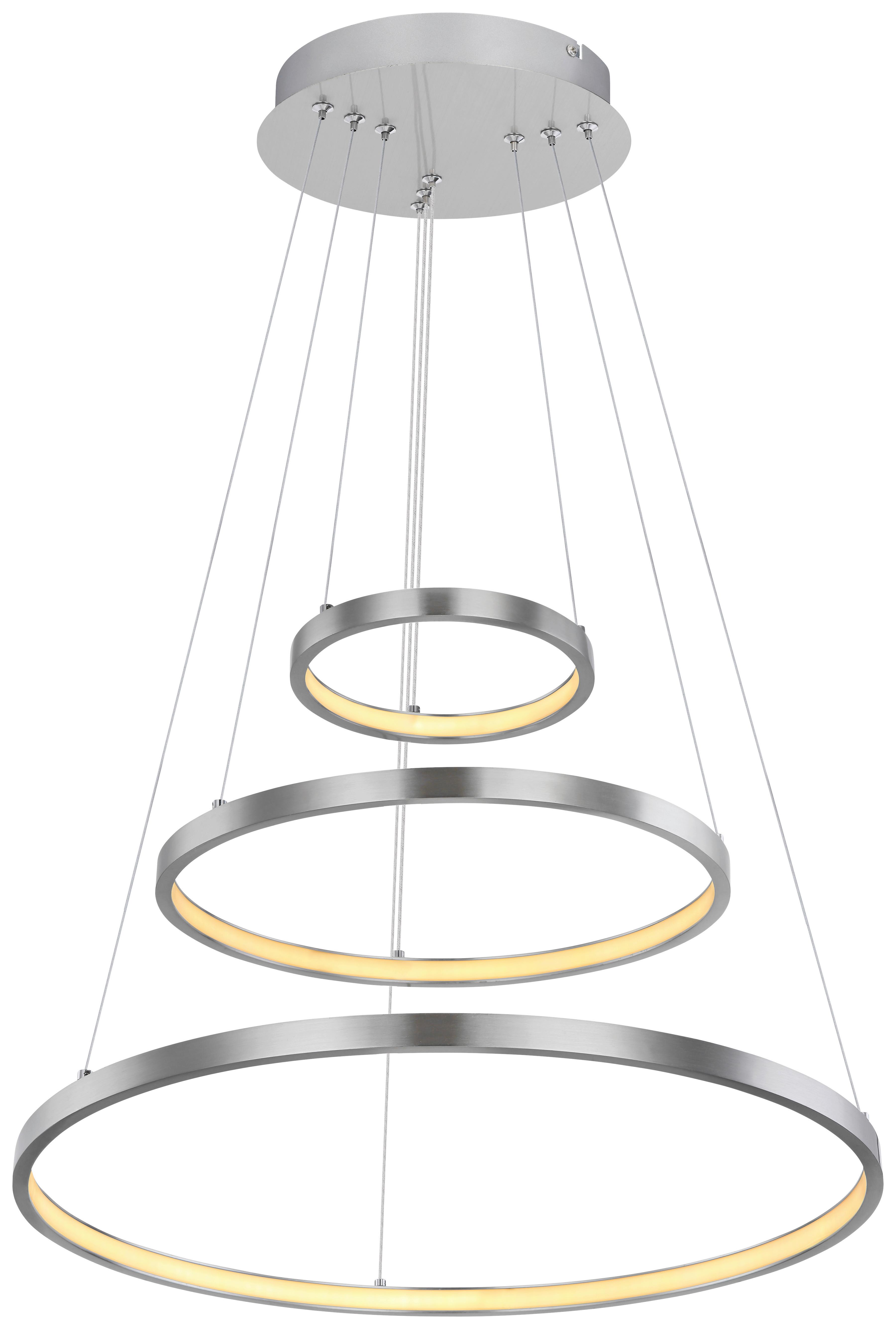 Hängeleuchte Ralph H: 120 cm 1-Flammig, Memory-Funktion - Opal/Nickelfarben, Basics, Kunststoff/Metall (51/120cm) - Globo