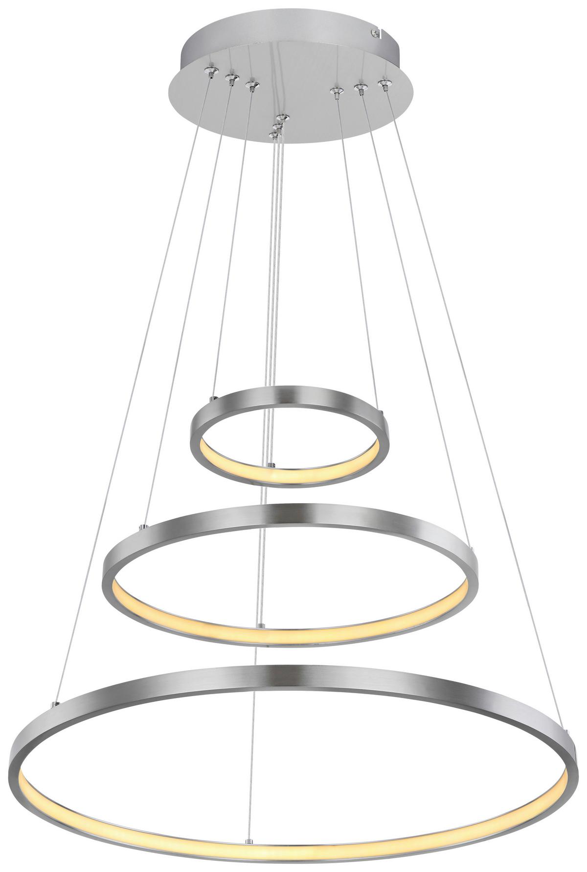 Hängeleuchte Ralph H: 120 cm 1-Flammig, Memory-Funktion - Opal/Nickelfarben, Basics, Kunststoff/Metall (51/120cm) - Globo
