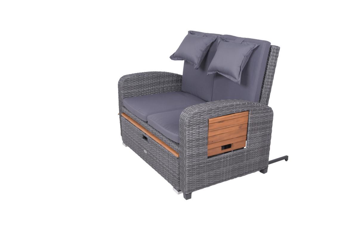 Loungegarnitur Bari - Dunkelgrau/Anthrazit, Basics, Holz/Kunststoff (116/95/118cm) - Gardenson