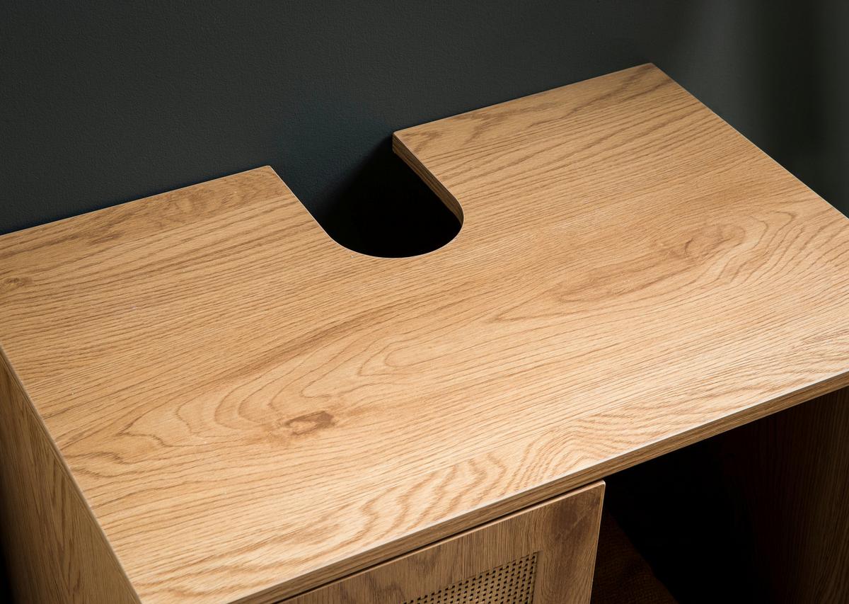 Waschbeckenunterschrank Eichefarben Dekor B: 60 cm - Eichefarben/Schwarz, Design, Holzwerkstoff (60/60/40cm) - MID.YOU