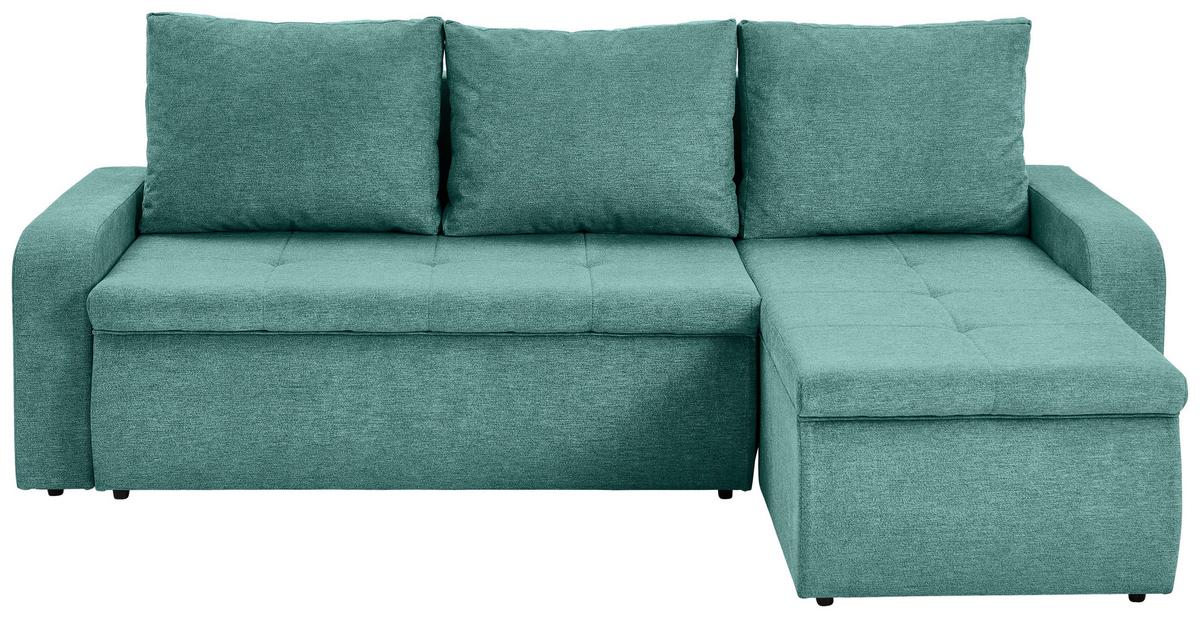 Ecksofa Larisa Mintgrün S: 235x158 cm - Schwarz/Mintgrün, KONVENTIONELL, Textil (235/158cm) - P & B