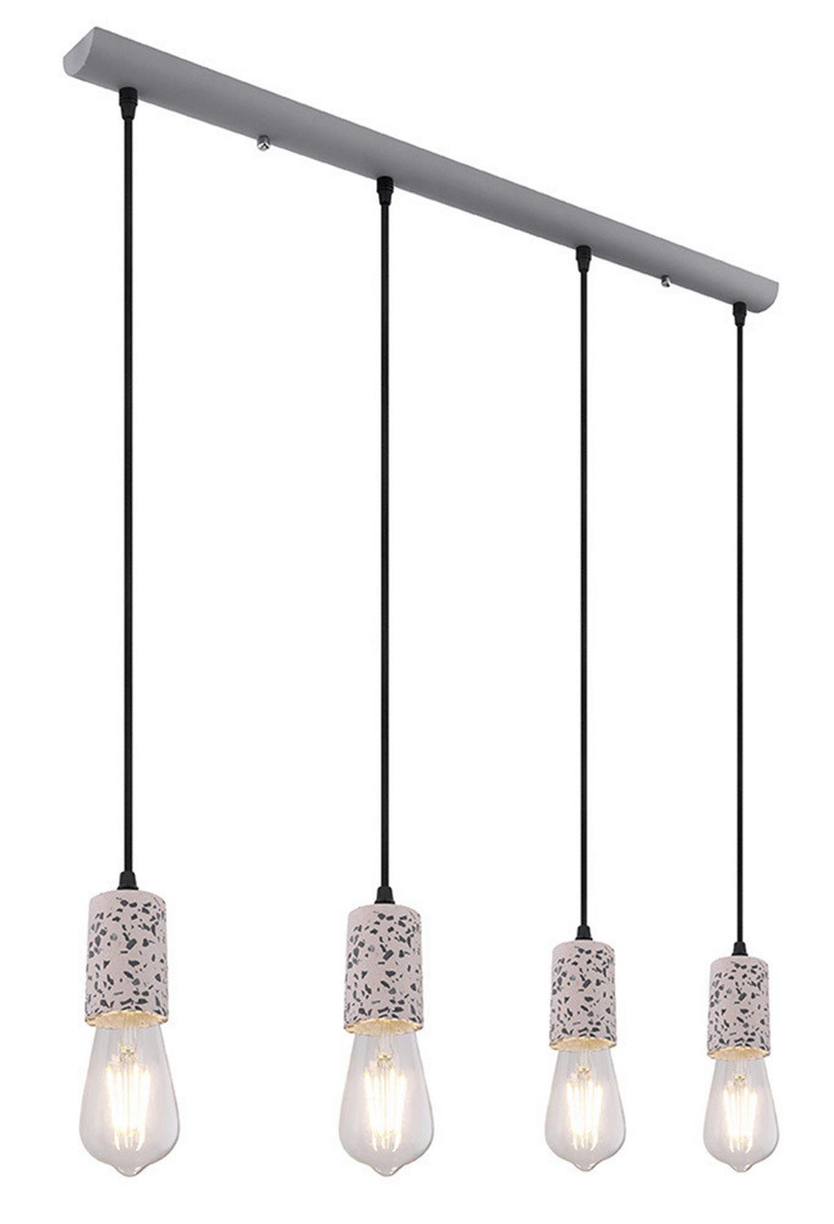 Hängeleuchte Edmund H: 120 cm 4-Flammig, Metall/ Stein - Grau, Basics, Stein/Metall (80/5,5/120cm) - Globo