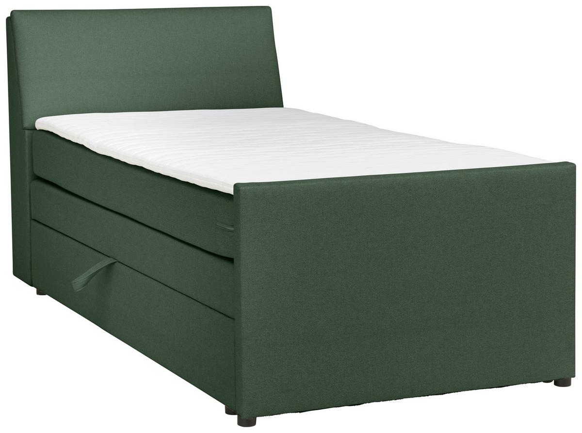 Boxspringbett Mit Bettkasten Nida 100x200 Cm Grün - Schwarz/Grün, MODERN, Holz/Textil (100/200cm) - MID.YOU