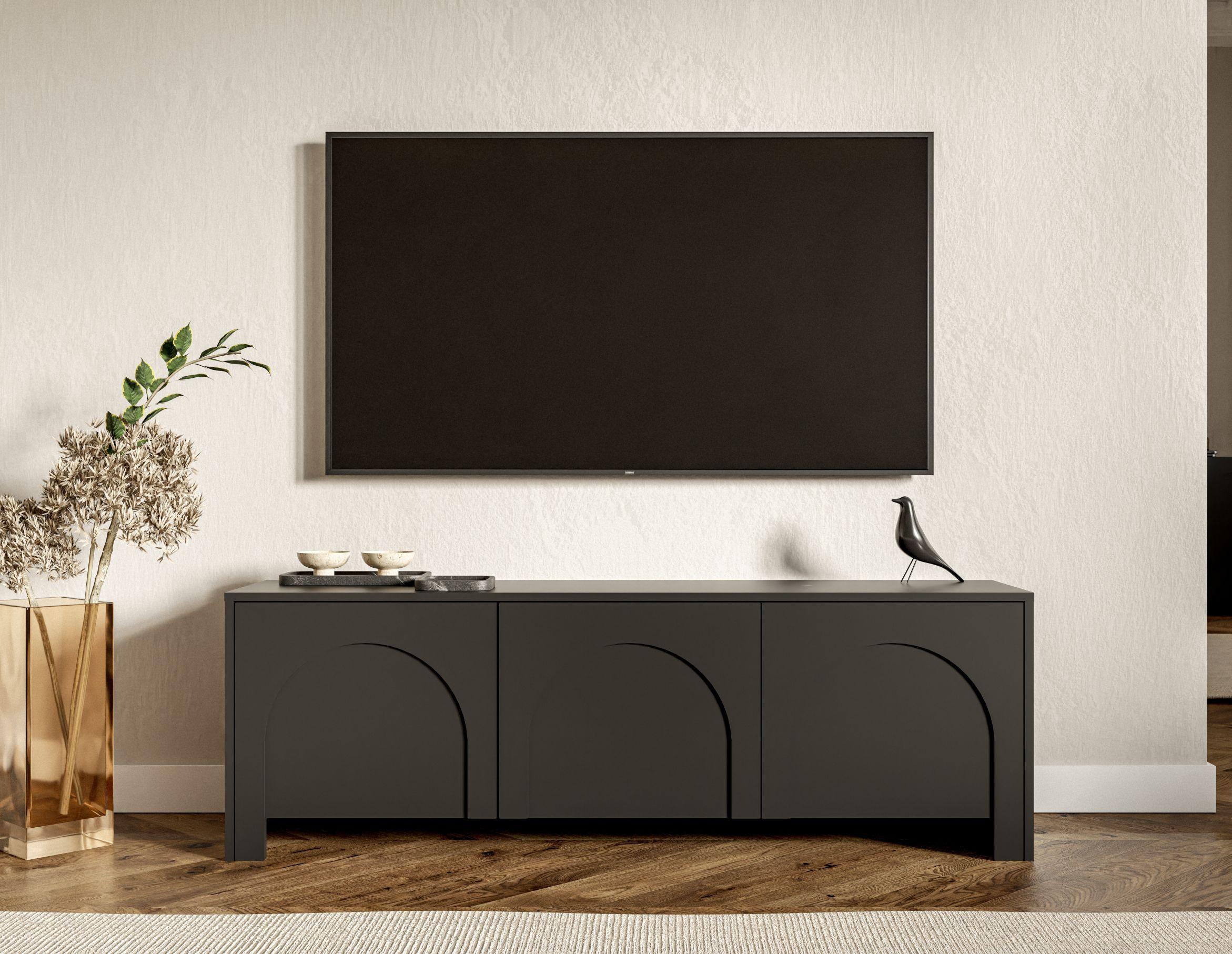 Čierna komoda, bezúchytkové otváranie, š: 150 cm - čierna, Design, kompozitné drevo (150/49/35cm)