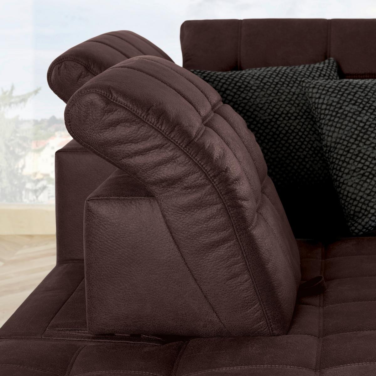 Rohová sedačka PANAMA, levá, hnědá - černá/hnědá, Konvenční, kov/textil (216/304cm) - Premium Living