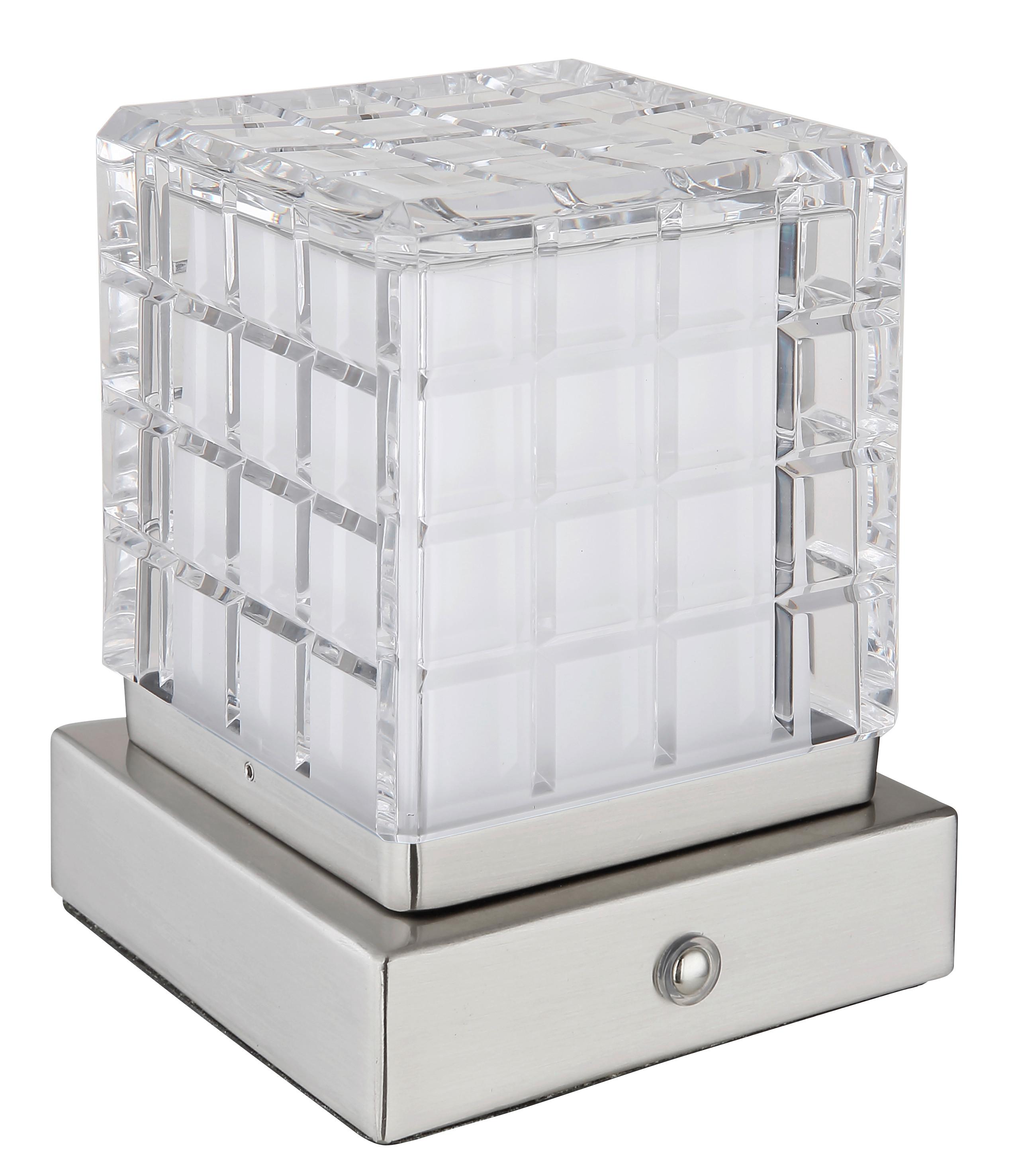 Akku-Tischleuchte 21009w - Klar/Weiß, Trend, Kunststoff/Metall (10/10/10cm) - Globo