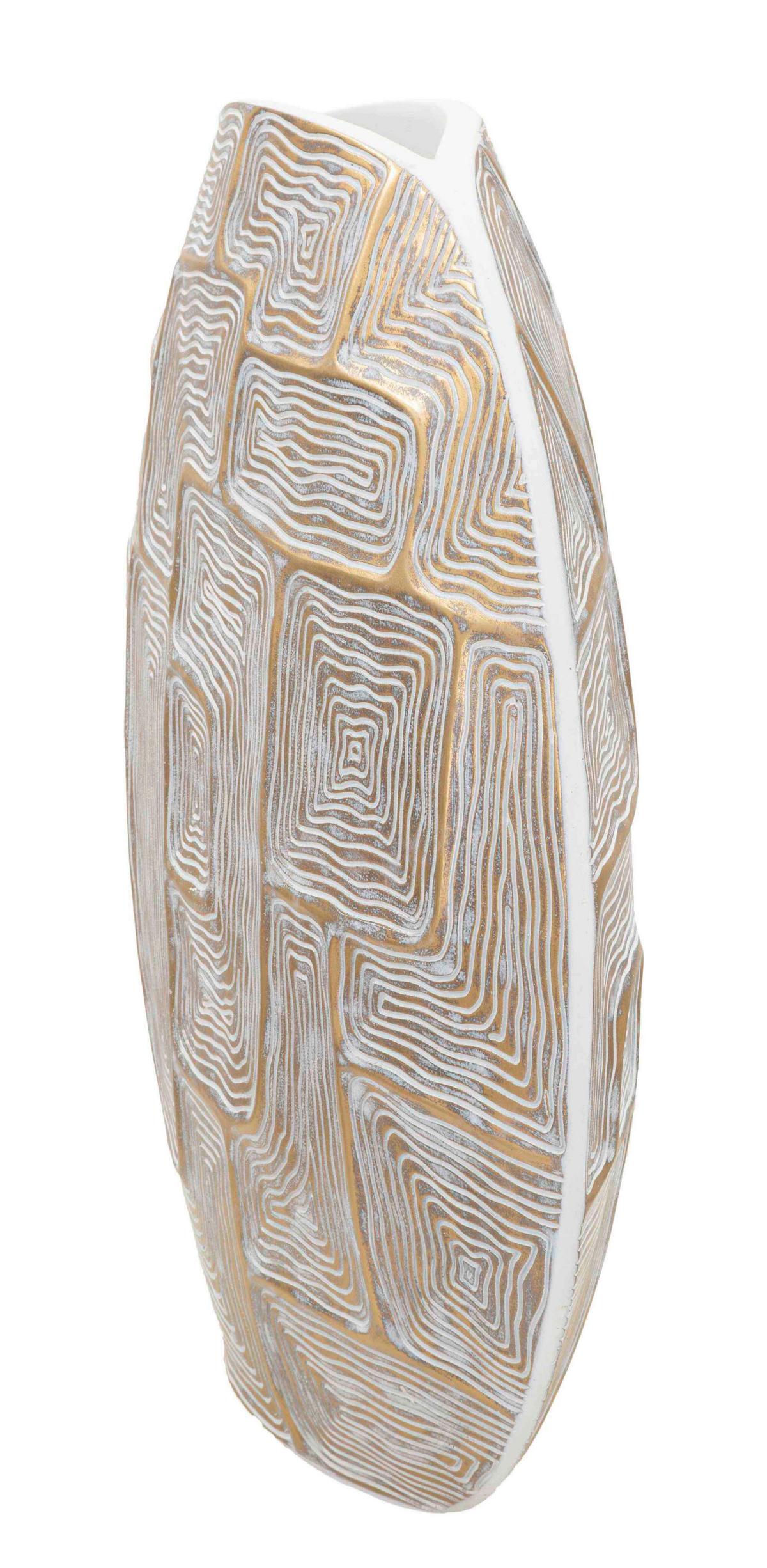 Vase Eclips Weiß, Goldfarben B: 36 cm - Goldfarben/Weiß, Basics, Kunststoff (36/34.5/11cm)