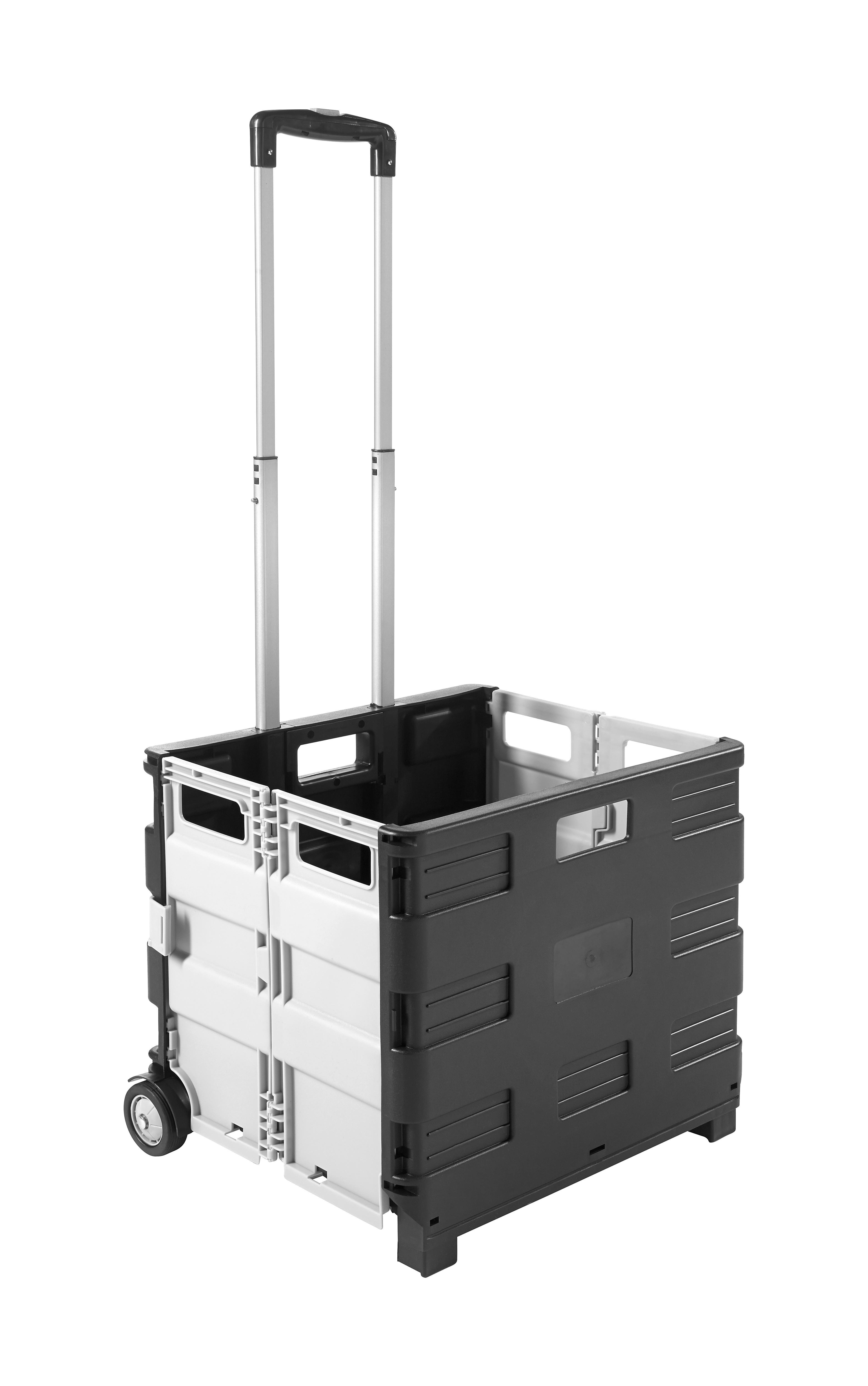 Klappbox-Trolley Chrisi Kunststoff 45,5x98x38 cm - Schwarz/Grau, KONVENTIONELL, Kunststoff/Metall (45,5/98/38cm) - Homezone