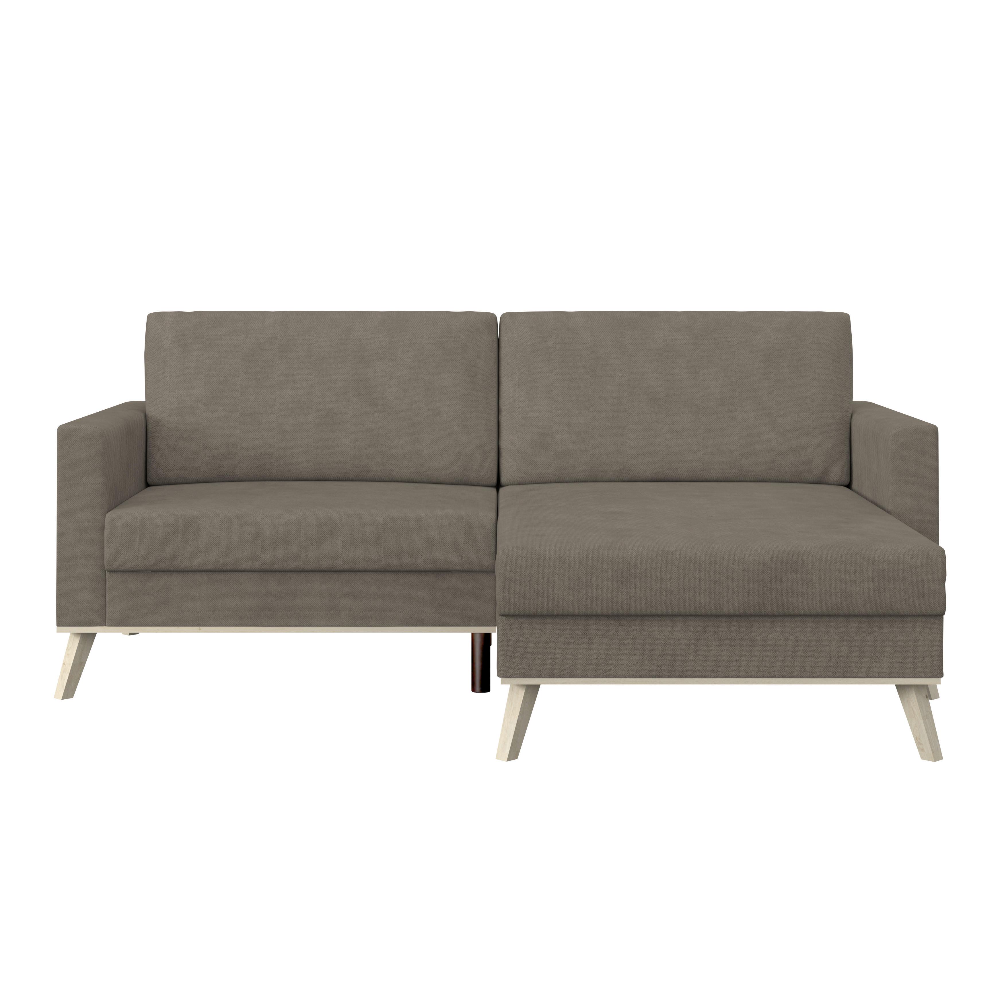 Ecksofa Carini - Hellbraun/Eichefarben, Basics, Textil (222/152cm)
