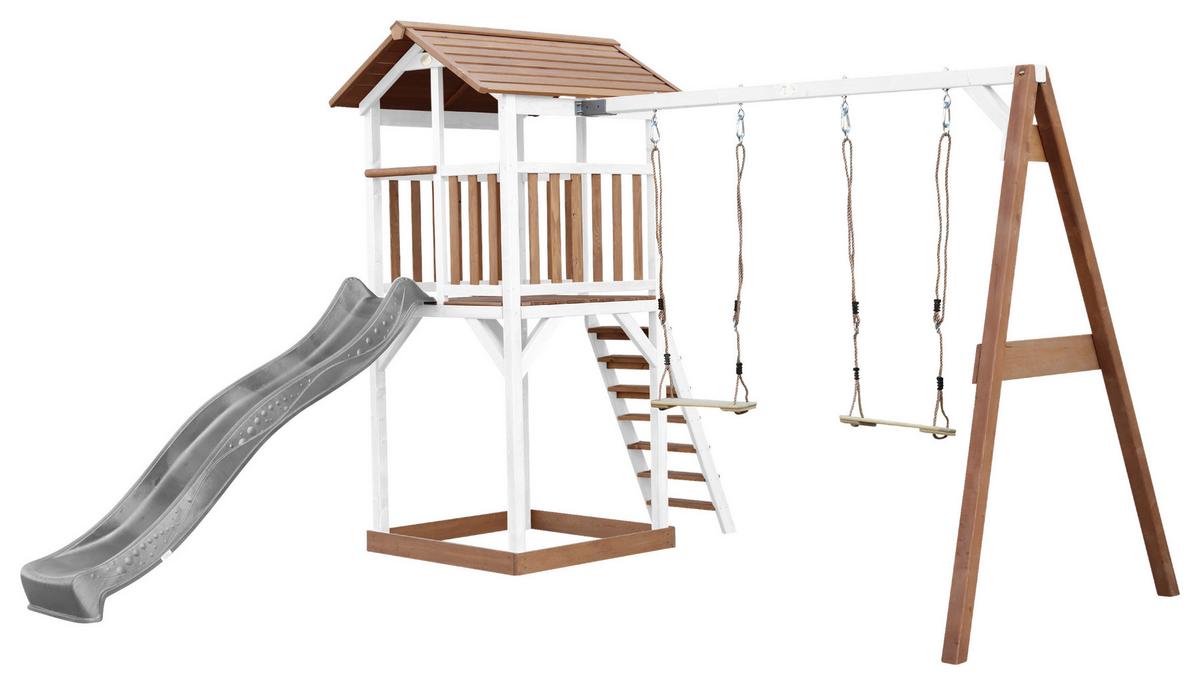 Spielturm A025.122.81 - Braun/Weiß, KONVENTIONELL, Holz/Kunststoff (356,6/241,9/349cm) - Ambia Garden