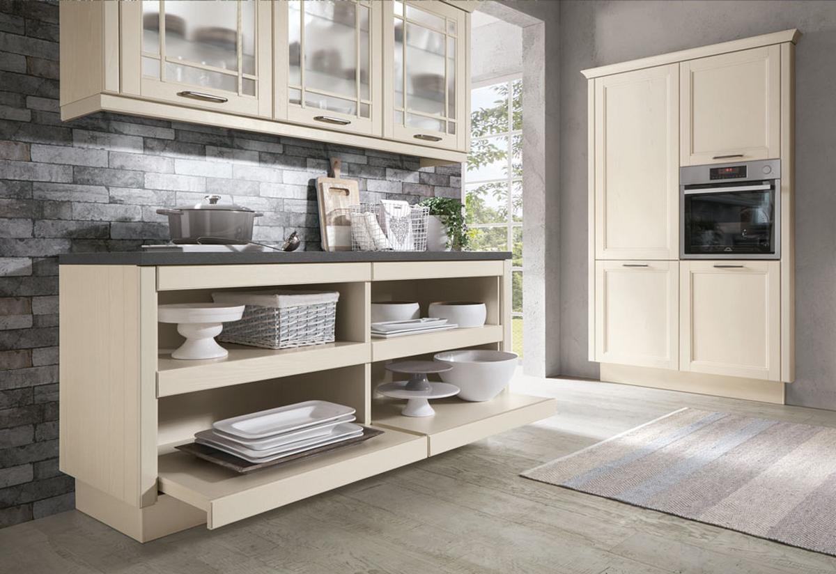 Einbauküche Yale Frei Planbar Landhausstil - Creme, MODERN, Holzwerkstoff - Vertico