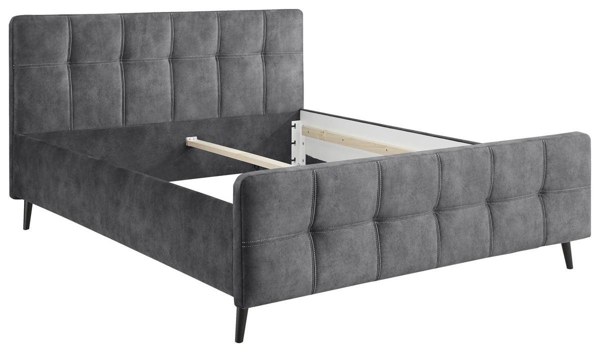 Polsterbett Mario C 180x200 Cm Anthrazit - Anthrazit/Schwarz, Basics, Holzwerkstoff/Textil (180/200cm) - MID.YOU