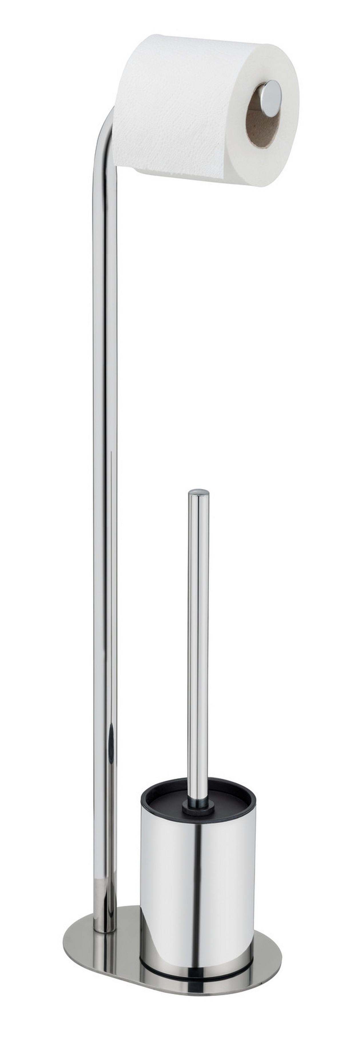 WC-Bürstenkombination Levante Edelstahlfarben B:18cm - Edelstahlfarben, Basics, Kunststoff/Metall (18/63/13cm) - Wenko