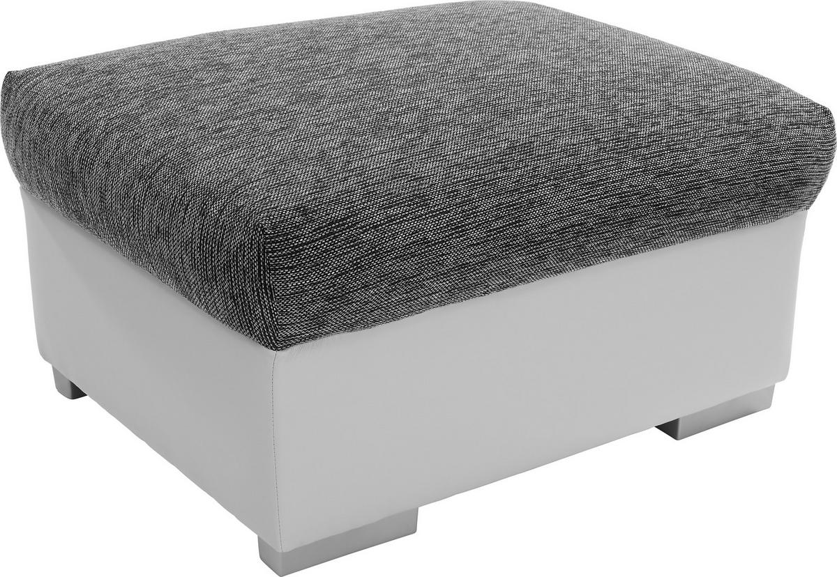 HOCKER Milla - Silberfarben/Schwarz, MODERN, Holz/Textil (95/46/65cm)
