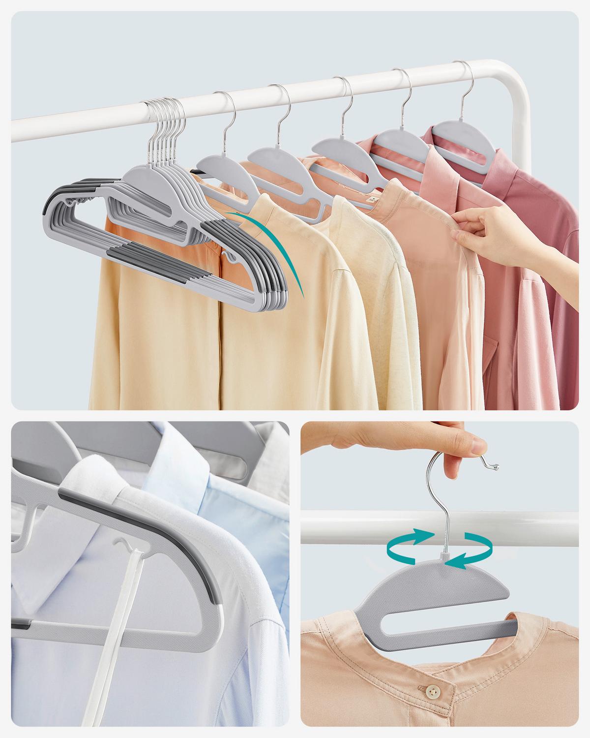 Kleiderbügelset Grau B: 41,5 cm - Grau, Basics, Kunststoff/Metall (41,5cm)