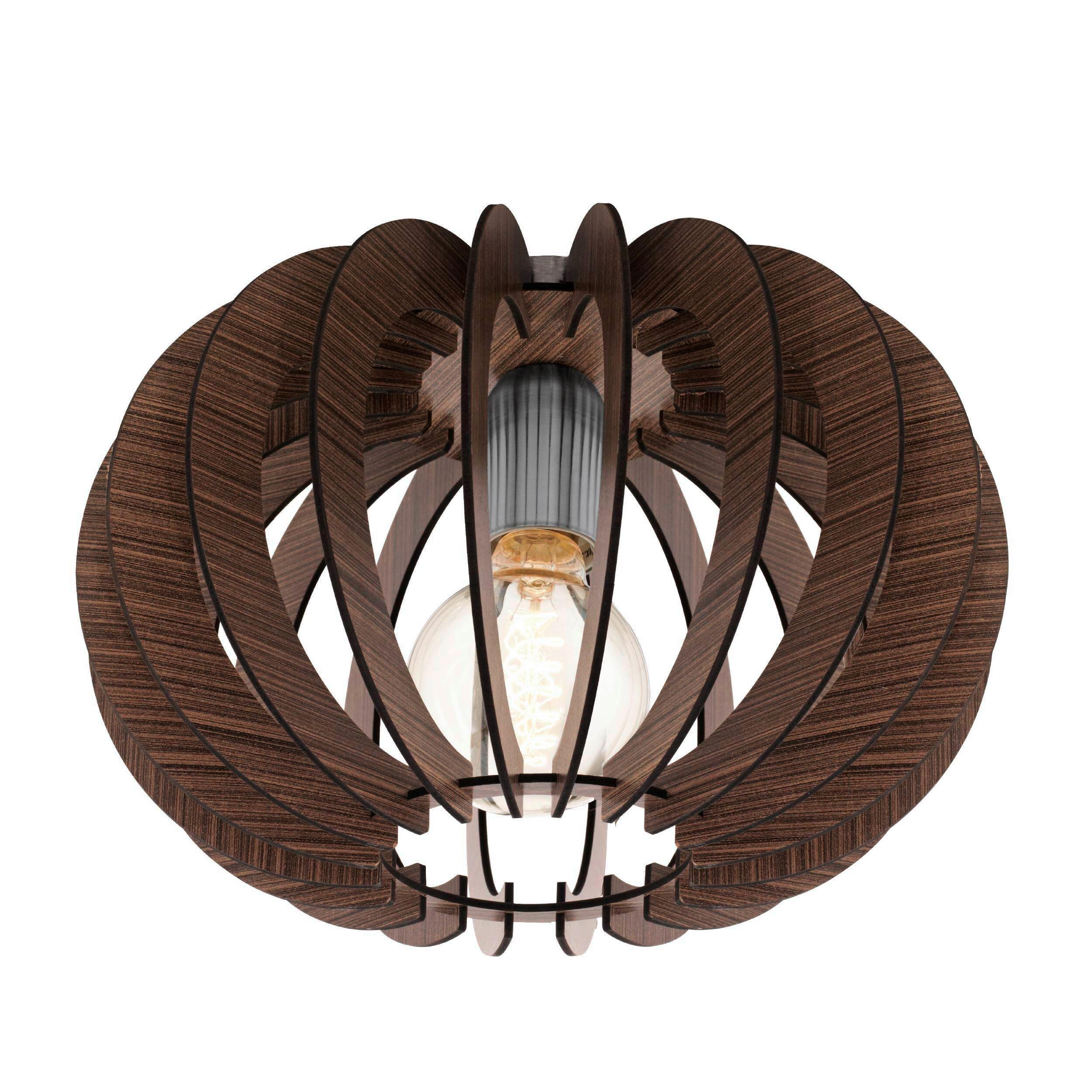 Deckenleuchte 95021_stellato - Dunkelbraun/Nickelfarben, Natur, Holz/Metall (30/20,5cm) - Eglo