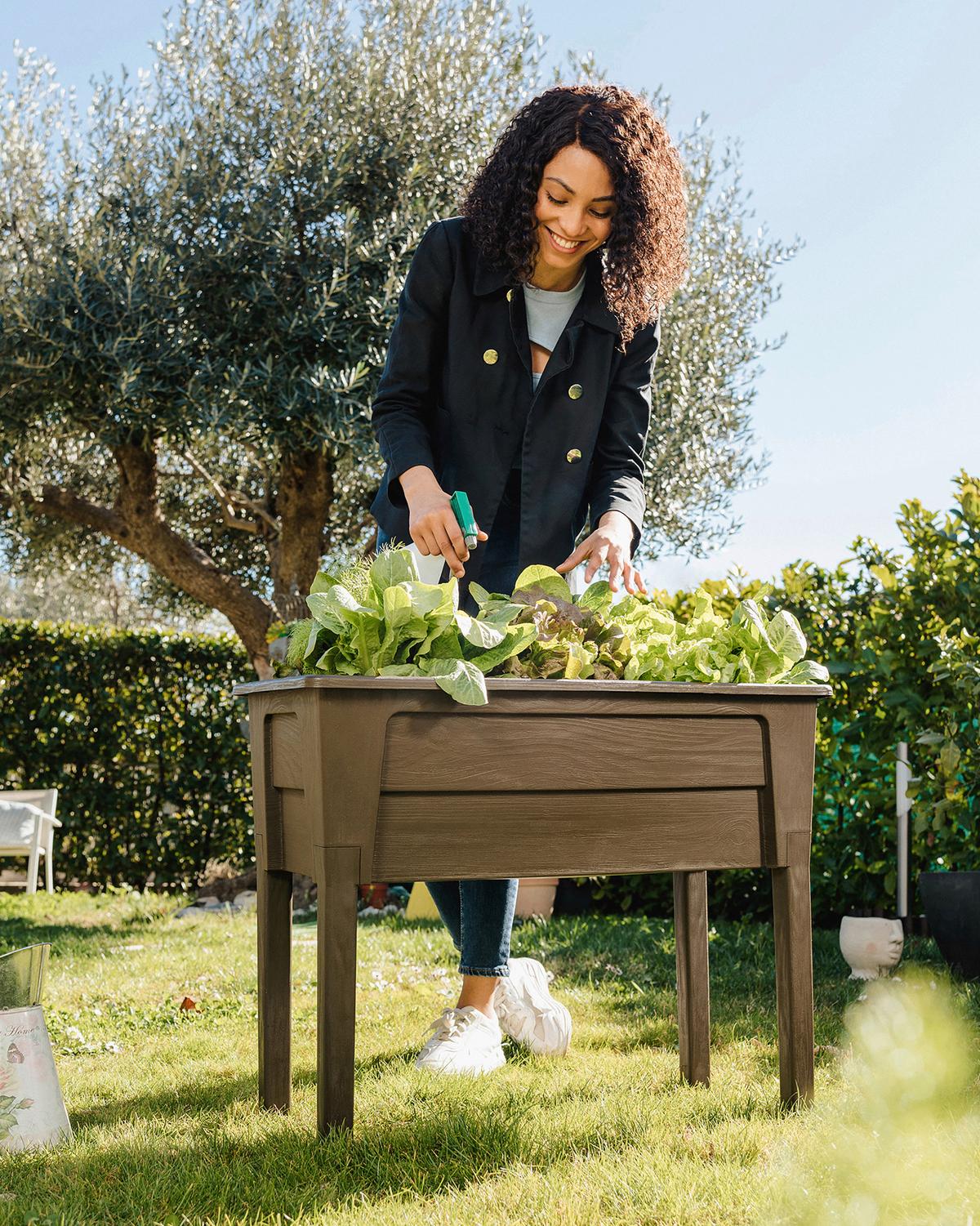 Hochbeet Kunststoff Victoria 78x81x38 cm Braun - Braun, Basics, Kunststoff (78/81/38cm)