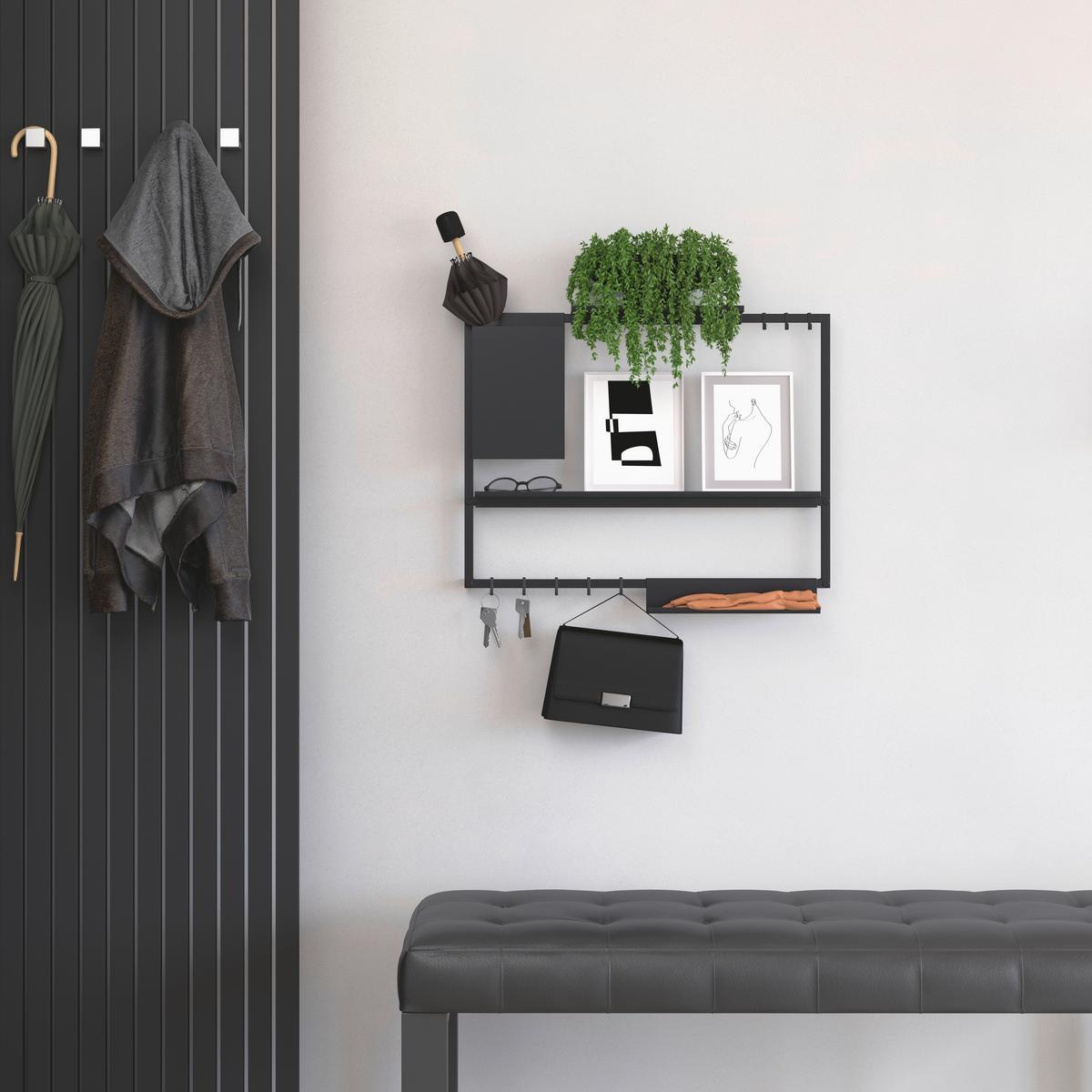 Sada háčikov Systemstyle sada 5 kusov - čierna, Modern, kov (0,5/2,7/3cm) - System Style