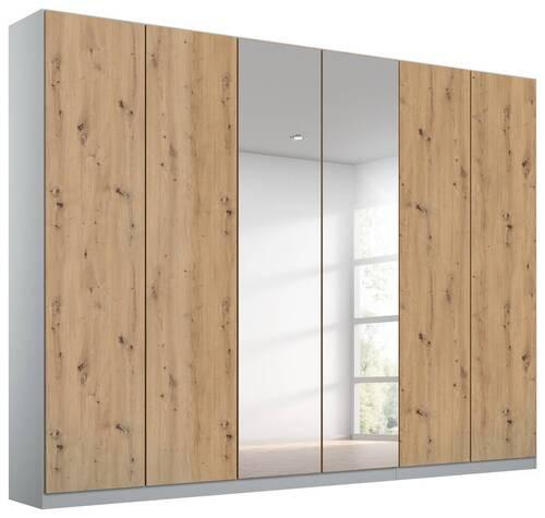 ŠATNÍ SKŘÍŇ S OTOČNÝMI DVEŘMI ALABAMA - barvy stříbra/světle šedá, Moderní, kompozitní dřevo (271/229/54cm)