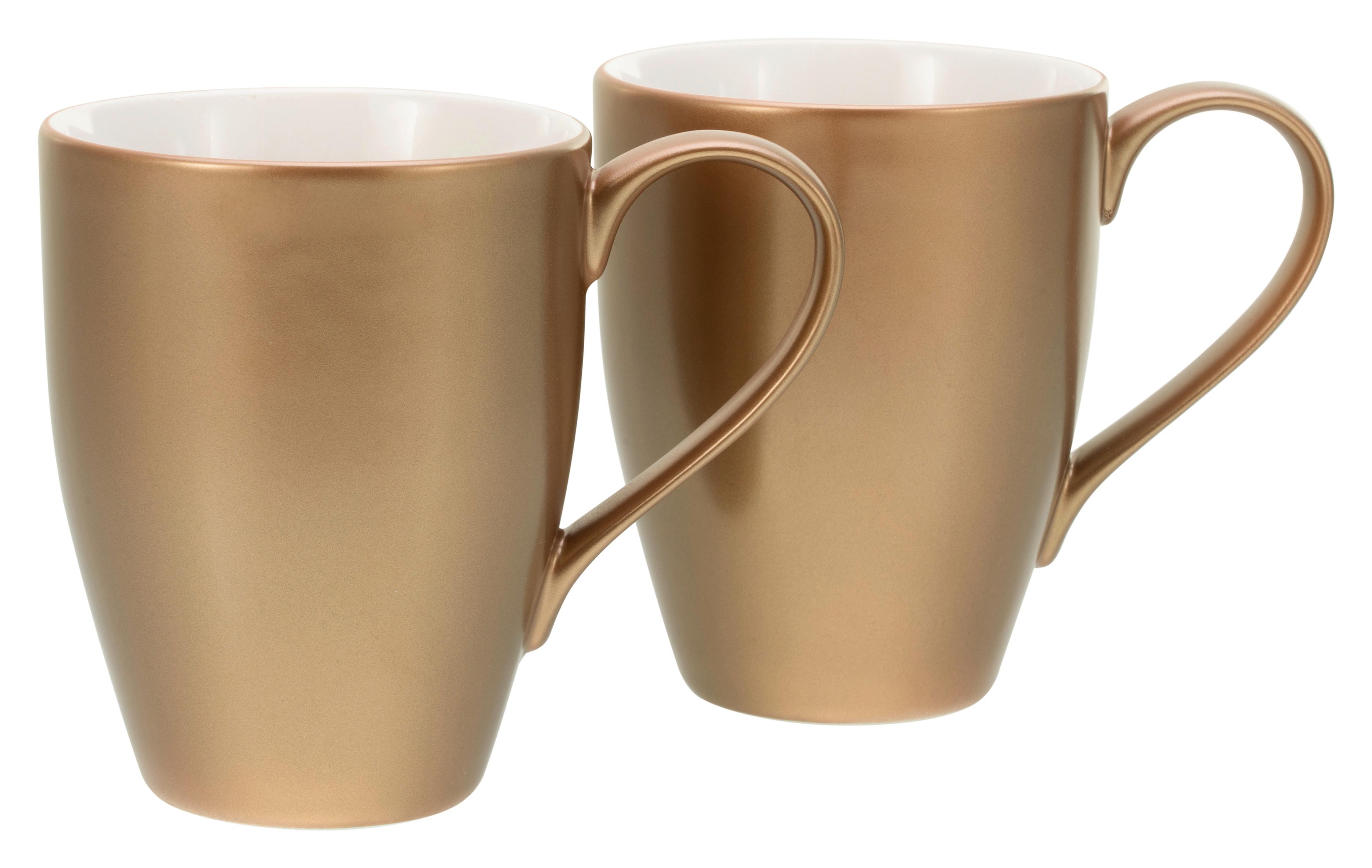 Sada šálků na kapučíno bílá/zlatá - bílá/barvy zlata, Basics, keramika - Creatable