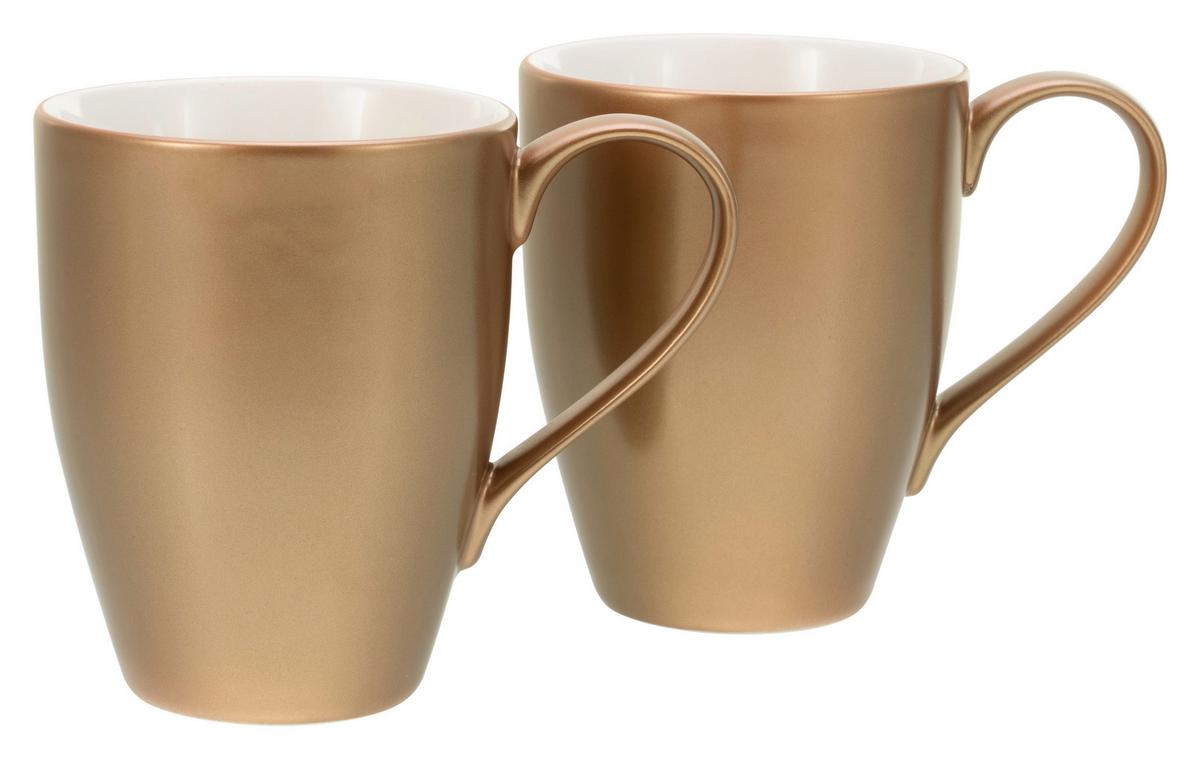 Sada šálků na kapučíno bílá/zlatá - bílá/barvy zlata, Basics, keramika - Creatable