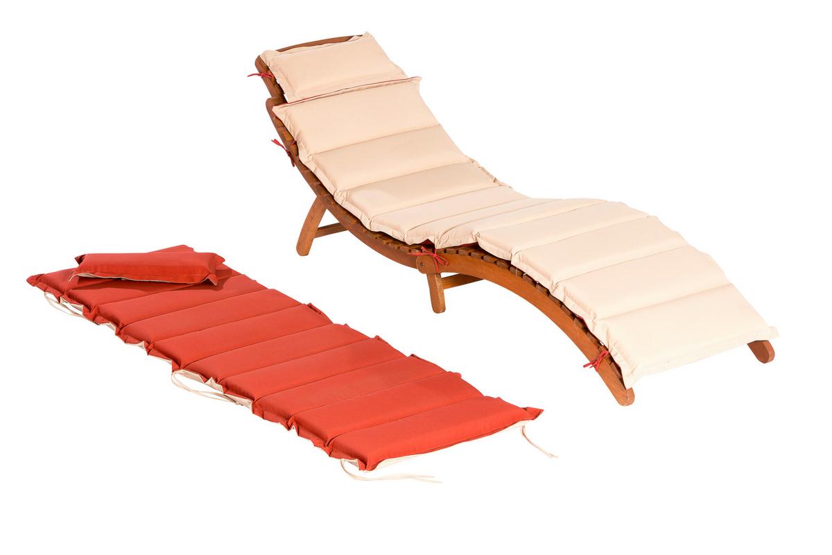 Bäderliege Ipanema Echtholz Klappbar Mit Polsterauflage - Rot/Creme, ROMANTIK / LANDHAUS, Holz/Textil (178/54/70cm) - Gardenson