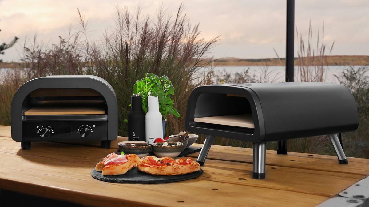 Pizzaofen Pizza Mio+ - Schwarz, KONVENTIONELL, Metall (45/28/42,5cm) - Trisa Electronics