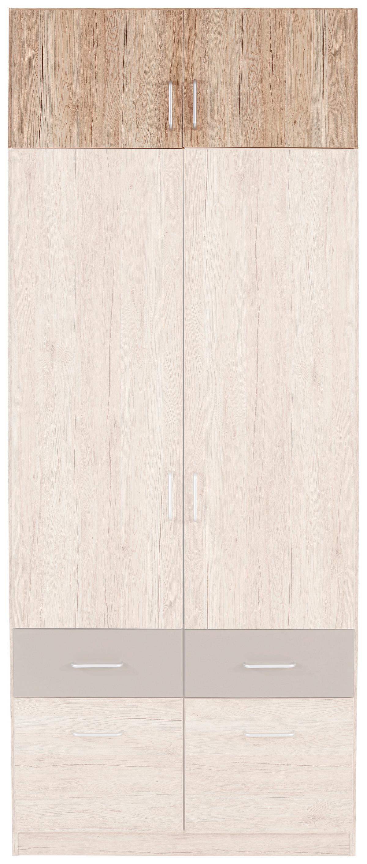 NÁSTAVEC NA SKŘÍŇ AALEN-EXTRA - barvy dubu/barvy hliníku, Konvenční, kompozitní dřevo/plast (91/39/54cm)