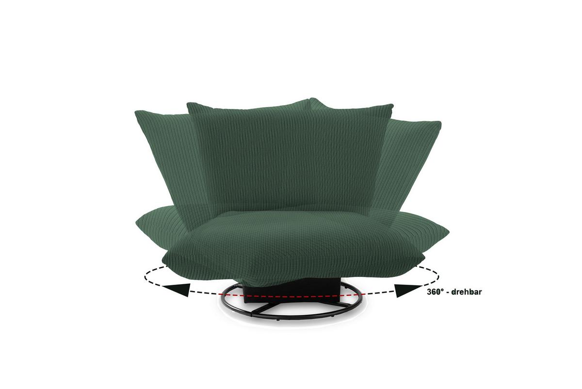 Relaxsessel Cremona Dunkelgrün B: 100 cm - Dunkelgrün/Schwarz, Design, Textil (100/78/96cm) - Livetastic