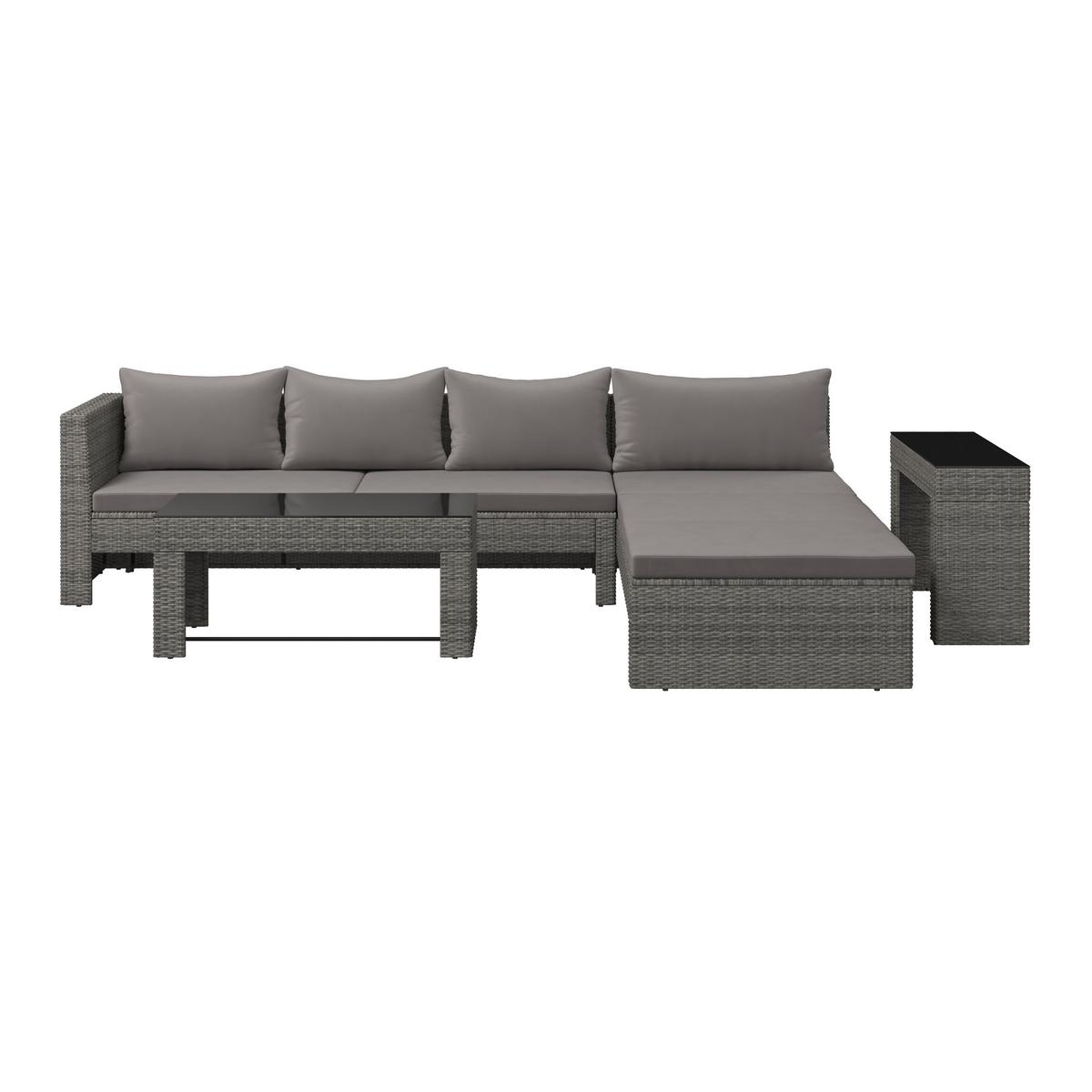 Loungegarnitur Tripolis - Schwarz/Grau, MODERN, Glas/Kunststoff (192/192cm) - Beldano
