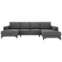 Harvey U Grau U: 156x339x190 Cm - Schwarz/Grau, Design, Textil (156/339/190cm) - Livetastic