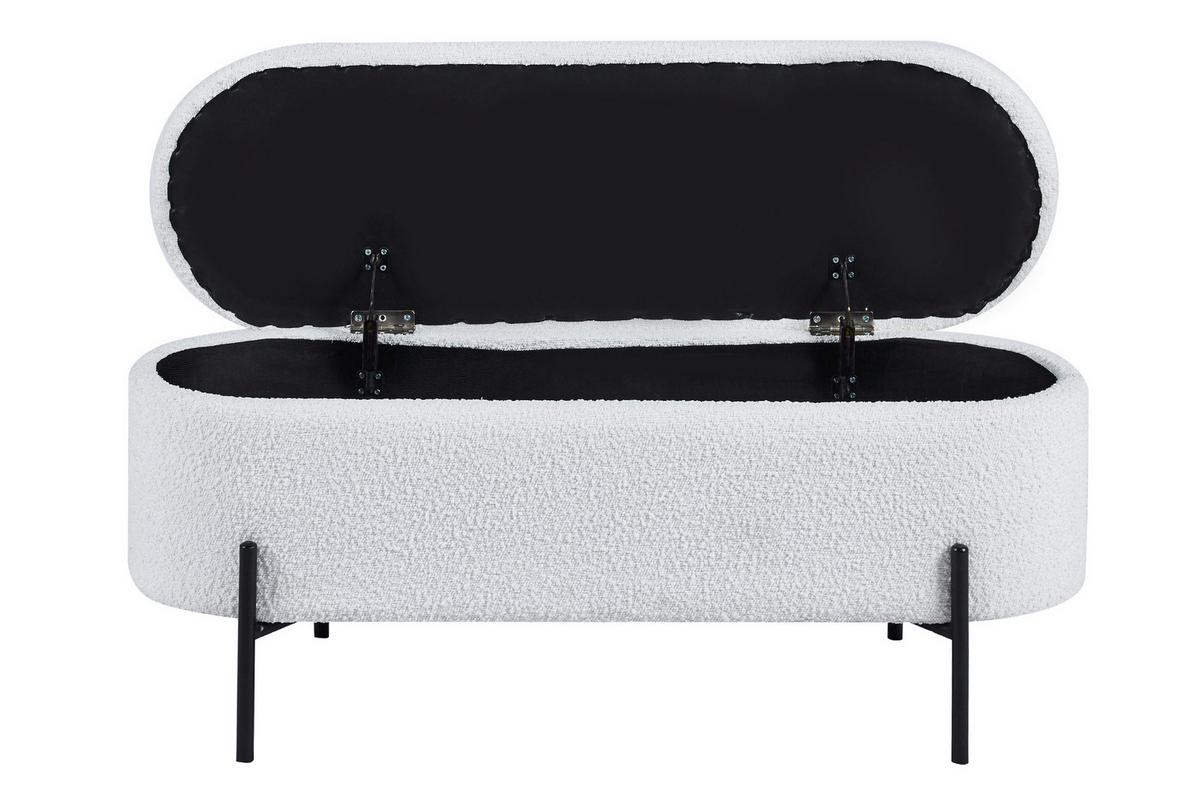 Hockerbank Weiß B: 110 Cm - Schwarz/Weiß, MODERN, Textil (110/44/40cm) - Livetastic